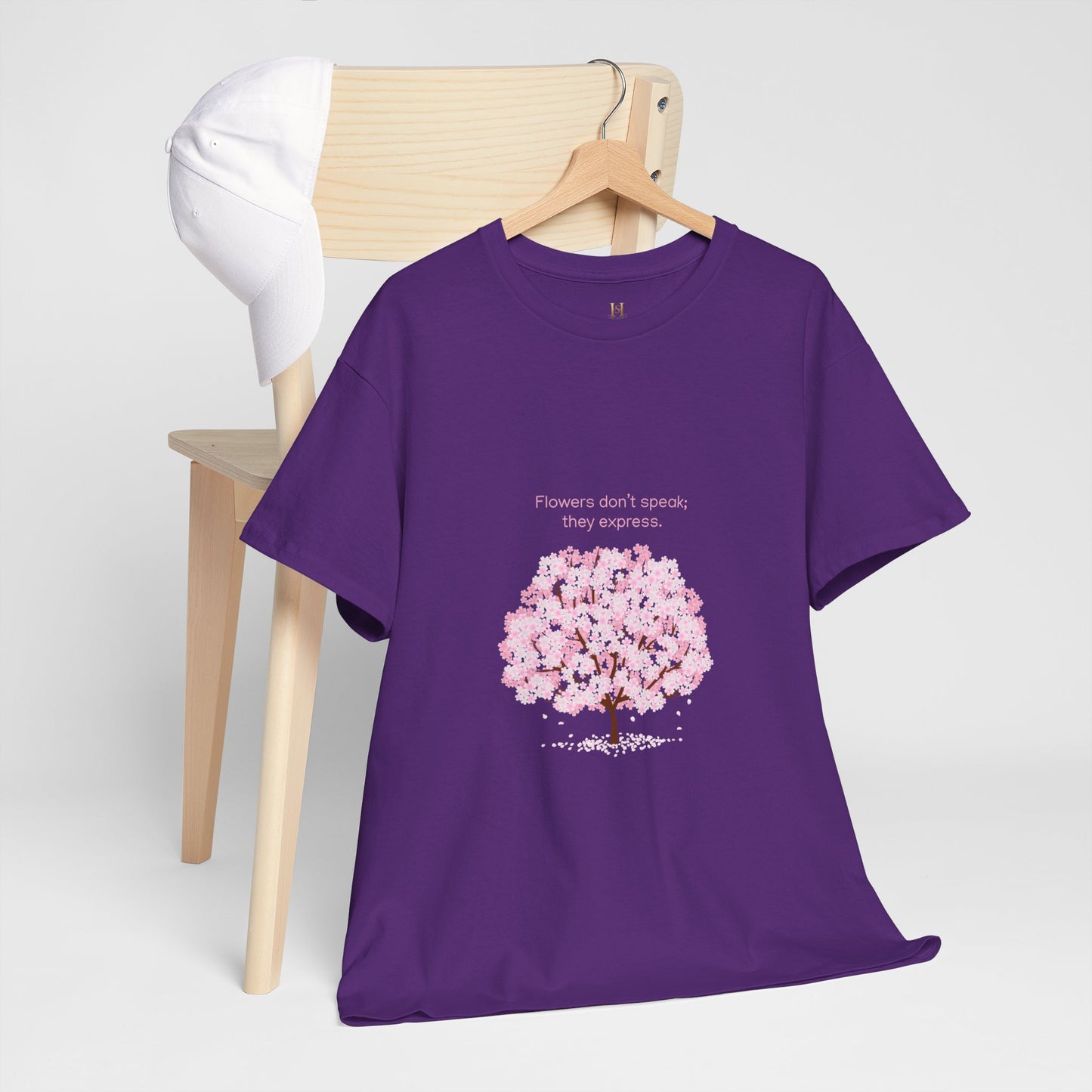 Cherry Blossom Tree T-Shirt — "Flowers don't speak, they express