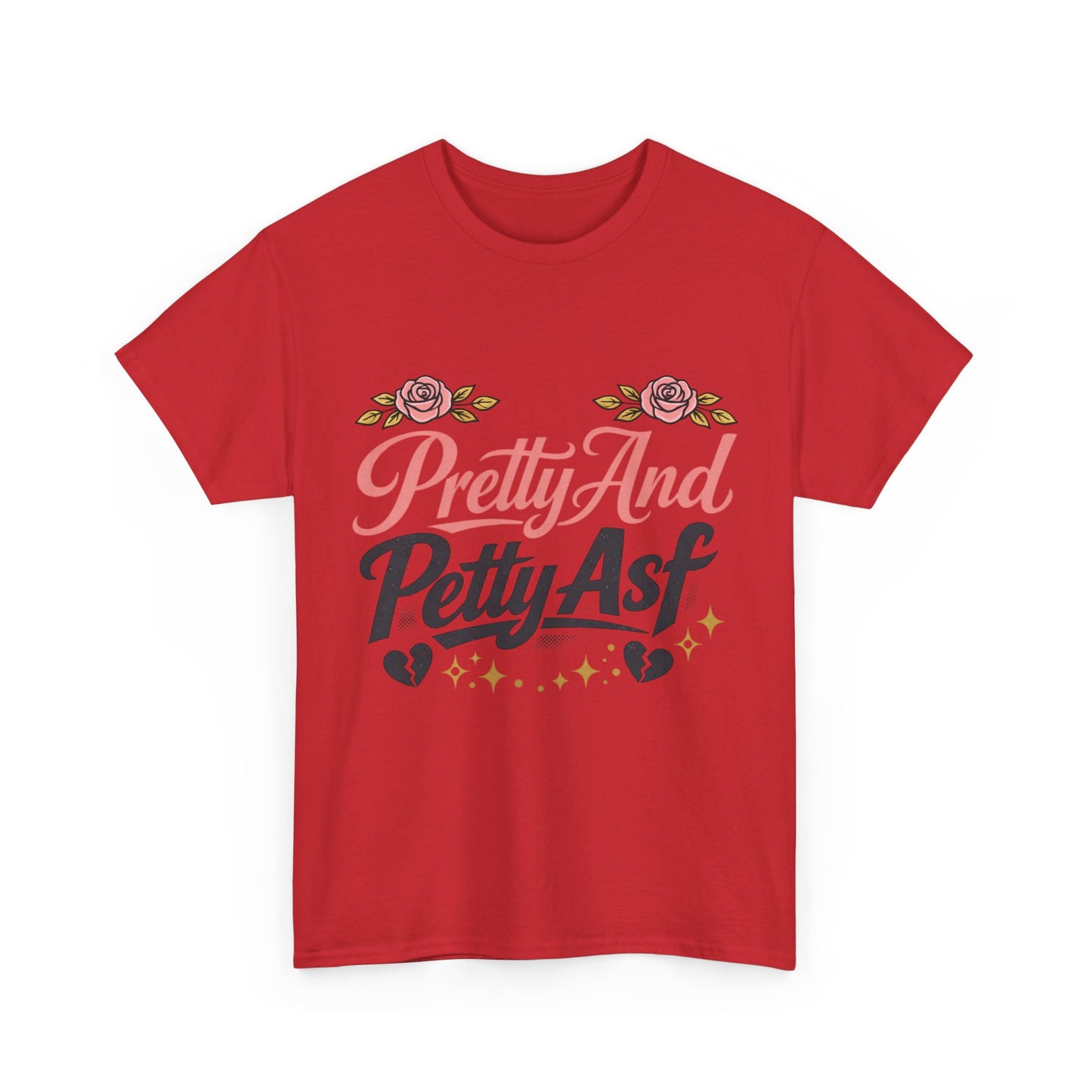 Pretty And Petty Asf Tee — Floral Retro Slogan T‑Shirt