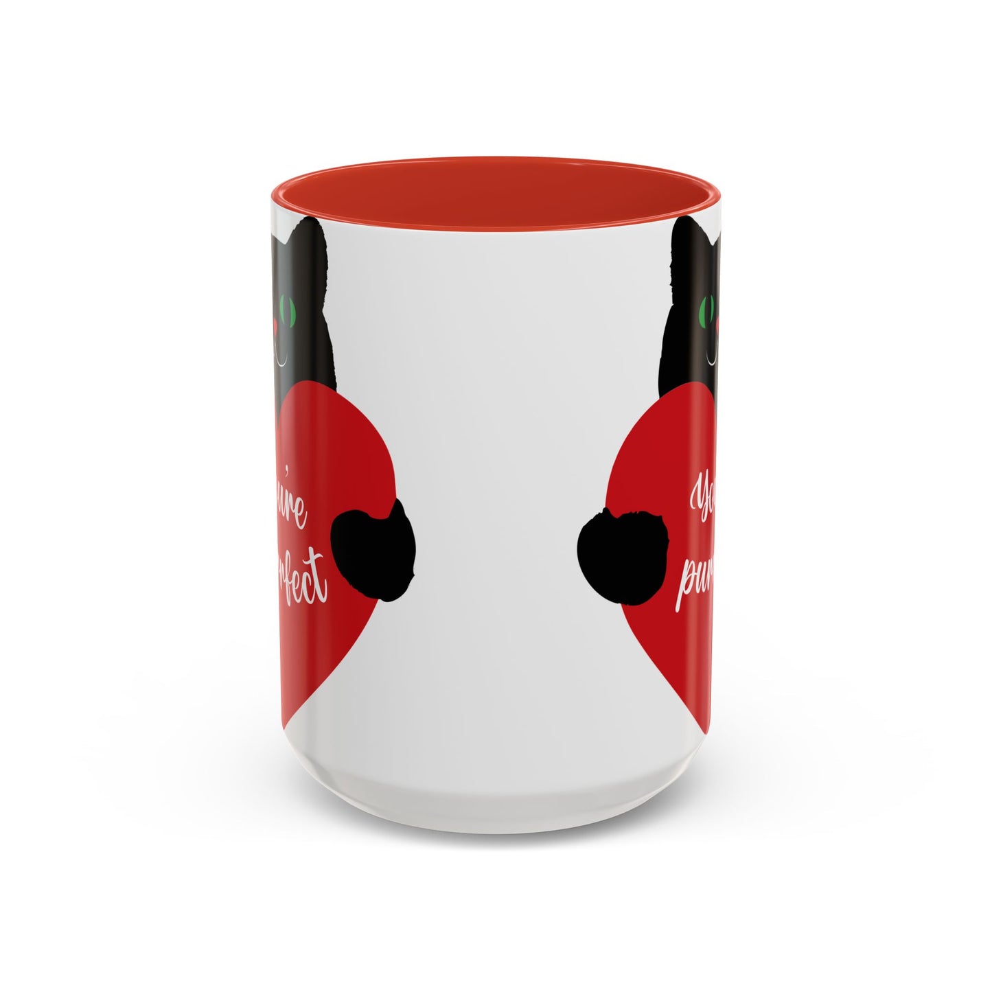 Purrfect Cat Heart Accent Coffee Mug – "You're Purrfect" 11/15oz
