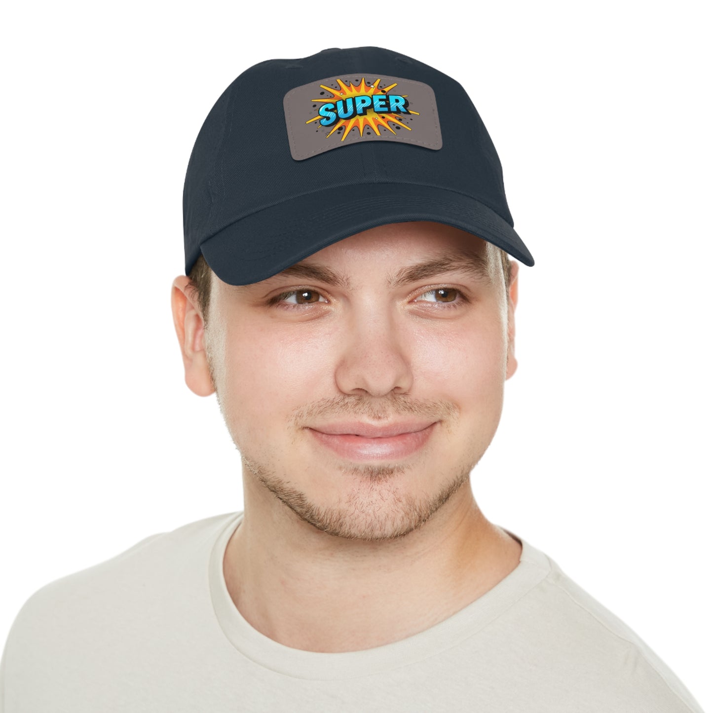 Super Dad Leather Patch Dad Hat — Embroidered 'SUPER' Cap