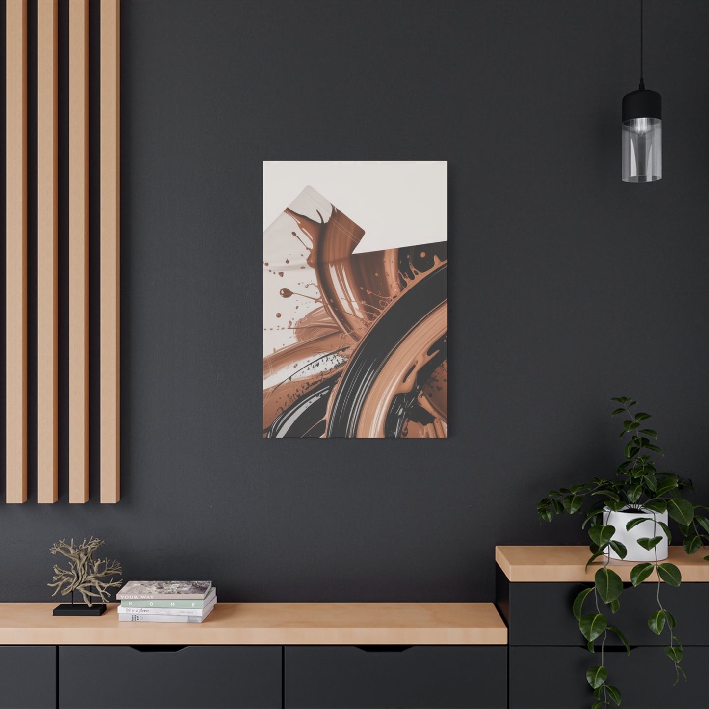 Abstract Brown Swirl Matte Canvas Wall Art (Stretched 1.25")