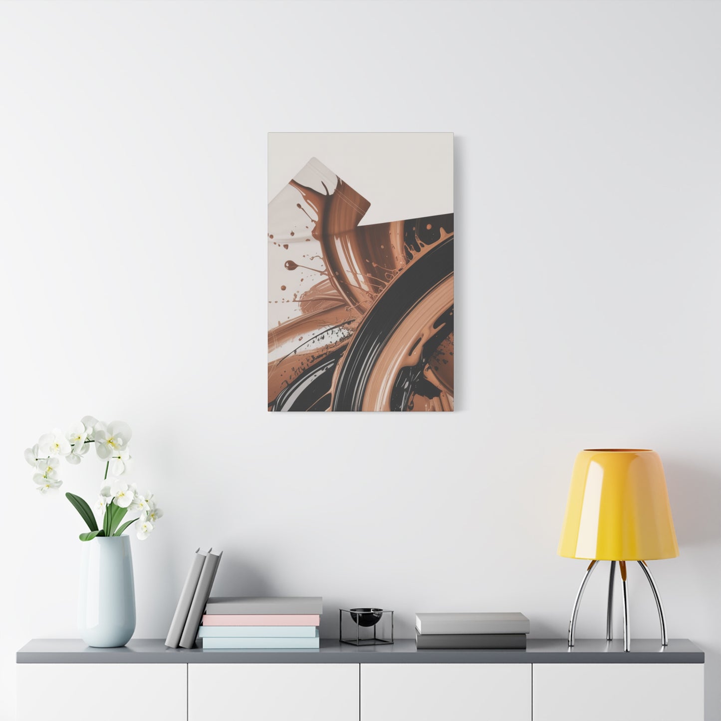 Abstract Brown Swirl Matte Canvas Wall Art (Stretched 1.25")