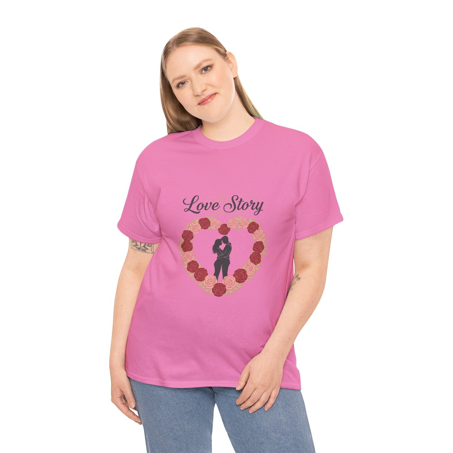 Love Story T-Shirt — 'Love Story' Floral Heart Romance Tee