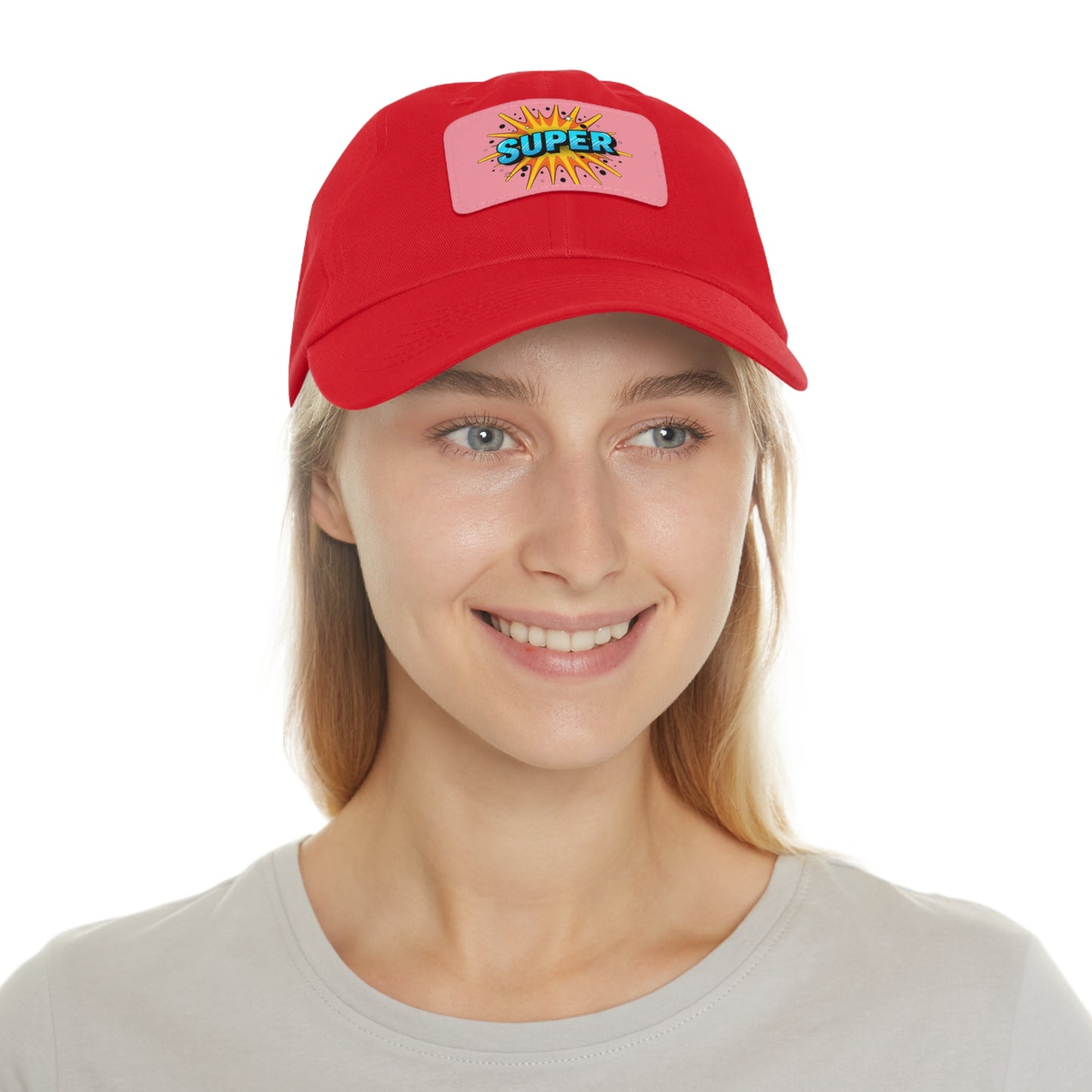 Super Dad Leather Patch Dad Hat — Embroidered 'SUPER' Cap