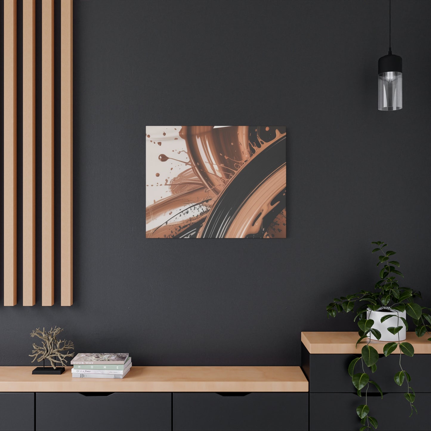 Abstract Brown Swirl Matte Canvas Wall Art (Stretched 1.25")