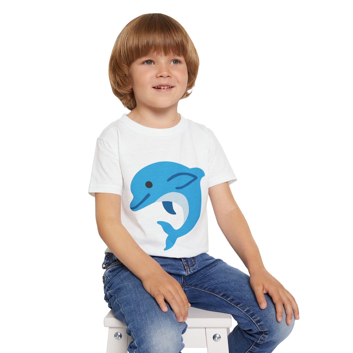 Cute Dolphin Toddler T-shirt, Eco-Friendly Kidswear