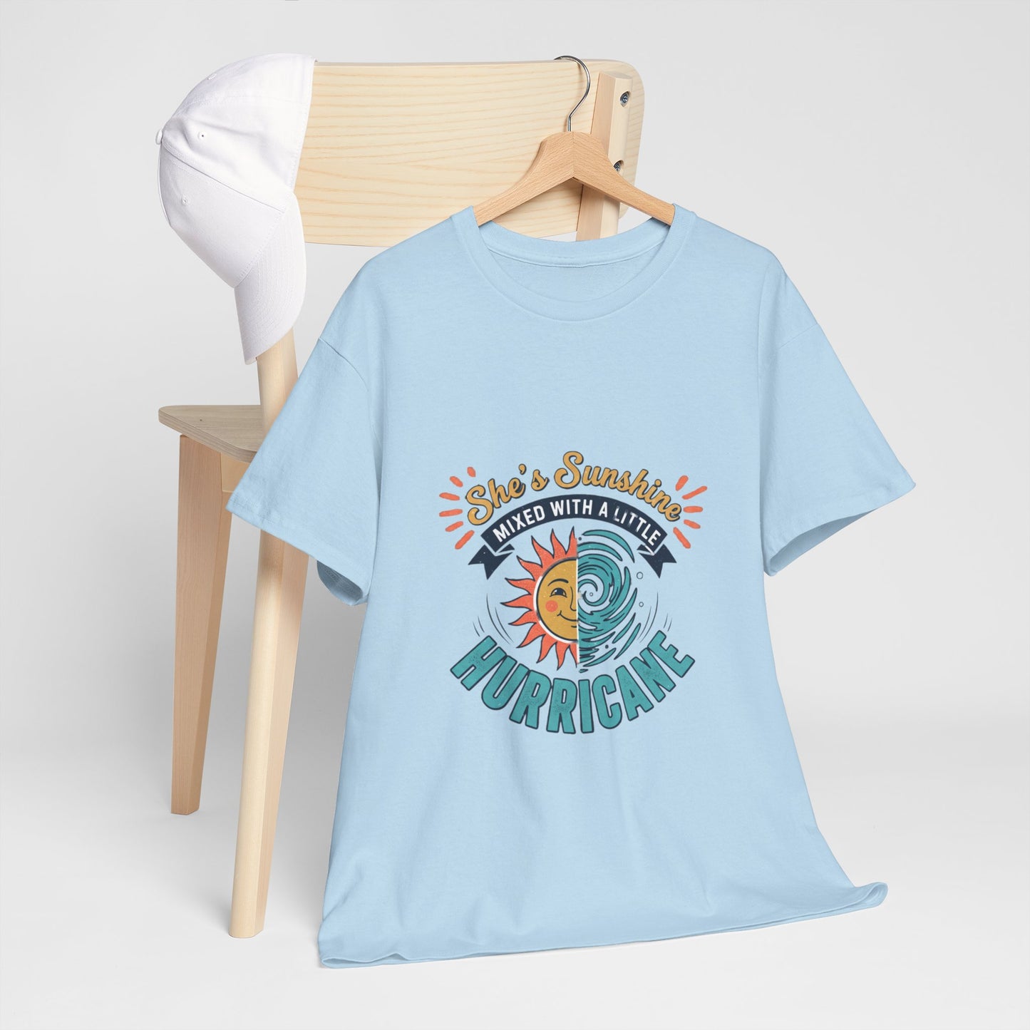 Sun & Sea Hurricane Graphic Tee – Retro Split Sun Wave Design