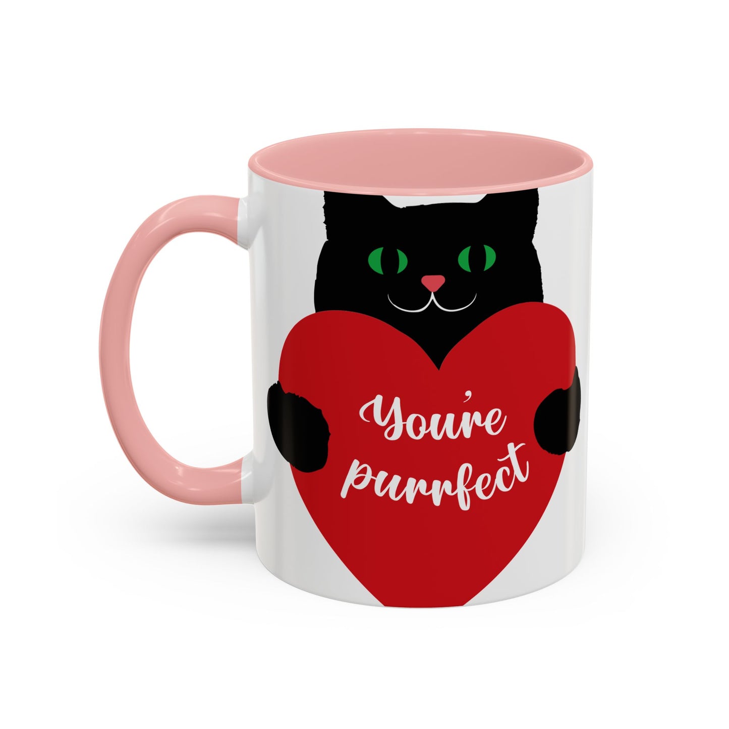 Purrfect Cat Heart Accent Coffee Mug – "You're Purrfect" 11/15oz