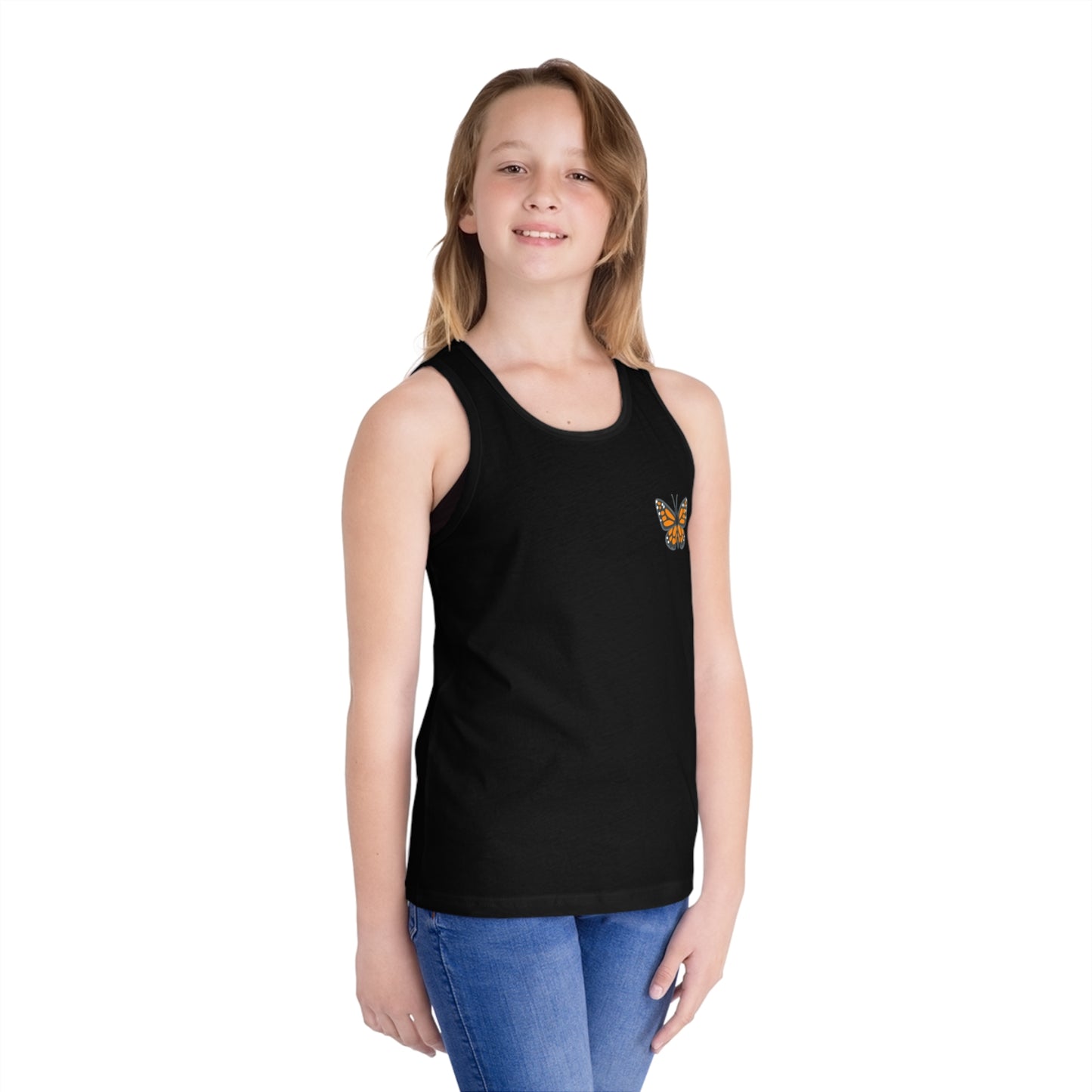 Butterfly Print Kid's Jersey Tank Top, Summer Fun Shirt, Birthday Gift, Butterfly Lover Gift, Outdoor Playwear