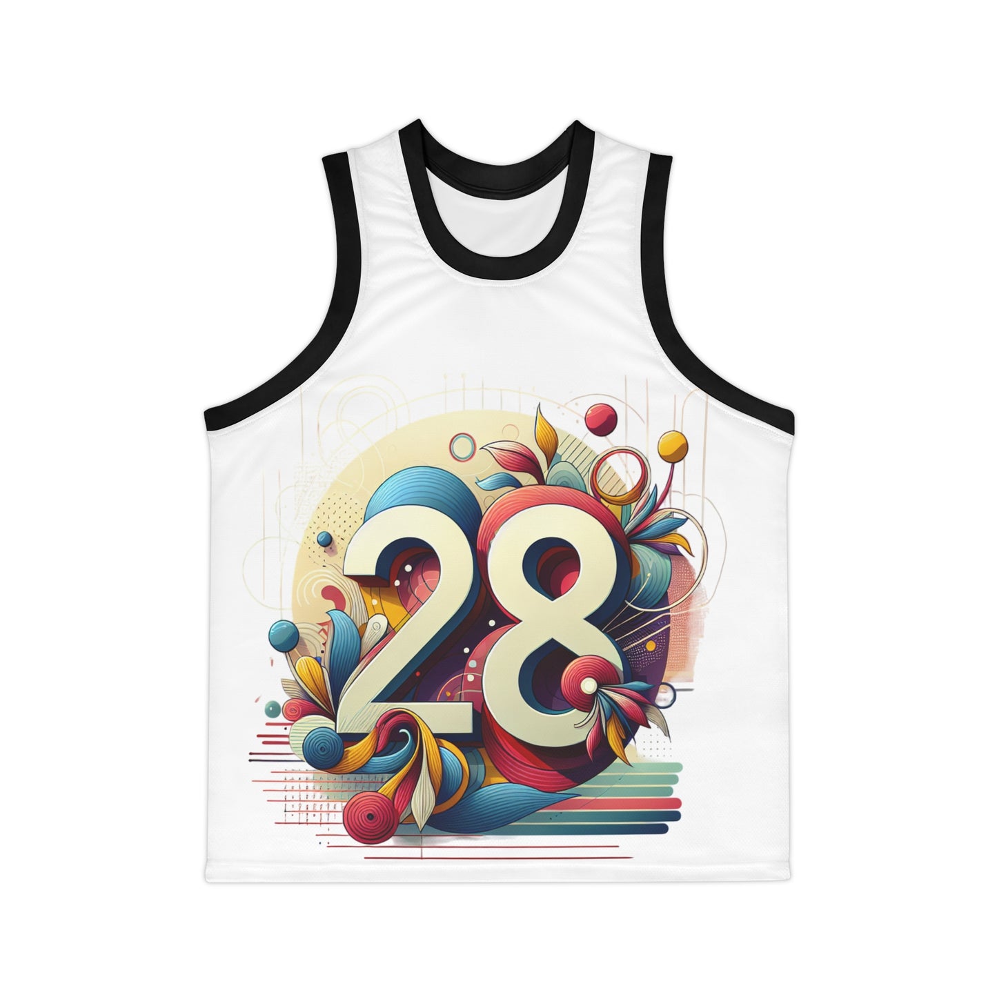 Vibrant Unisex Basketball Jersey - Colorful 28 AOP Design