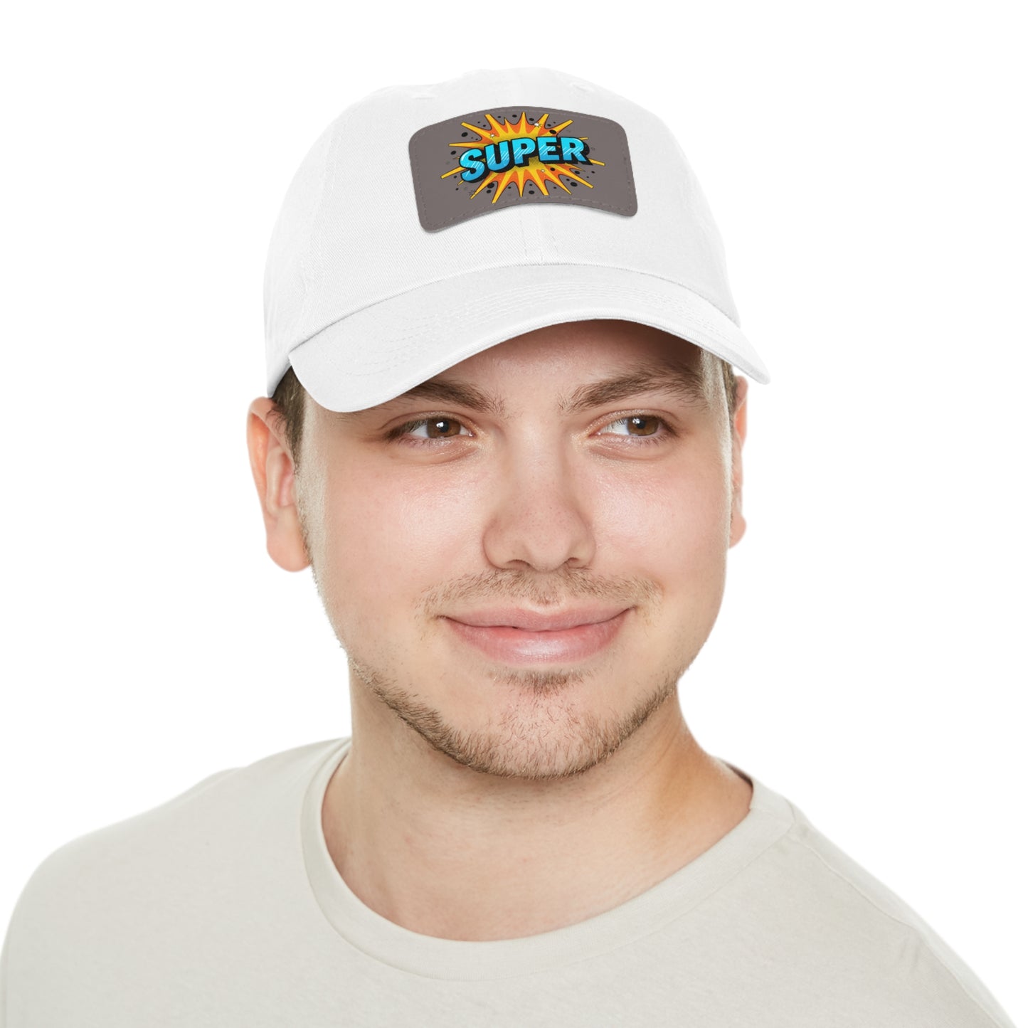 Super Dad Leather Patch Dad Hat — Embroidered 'SUPER' Cap