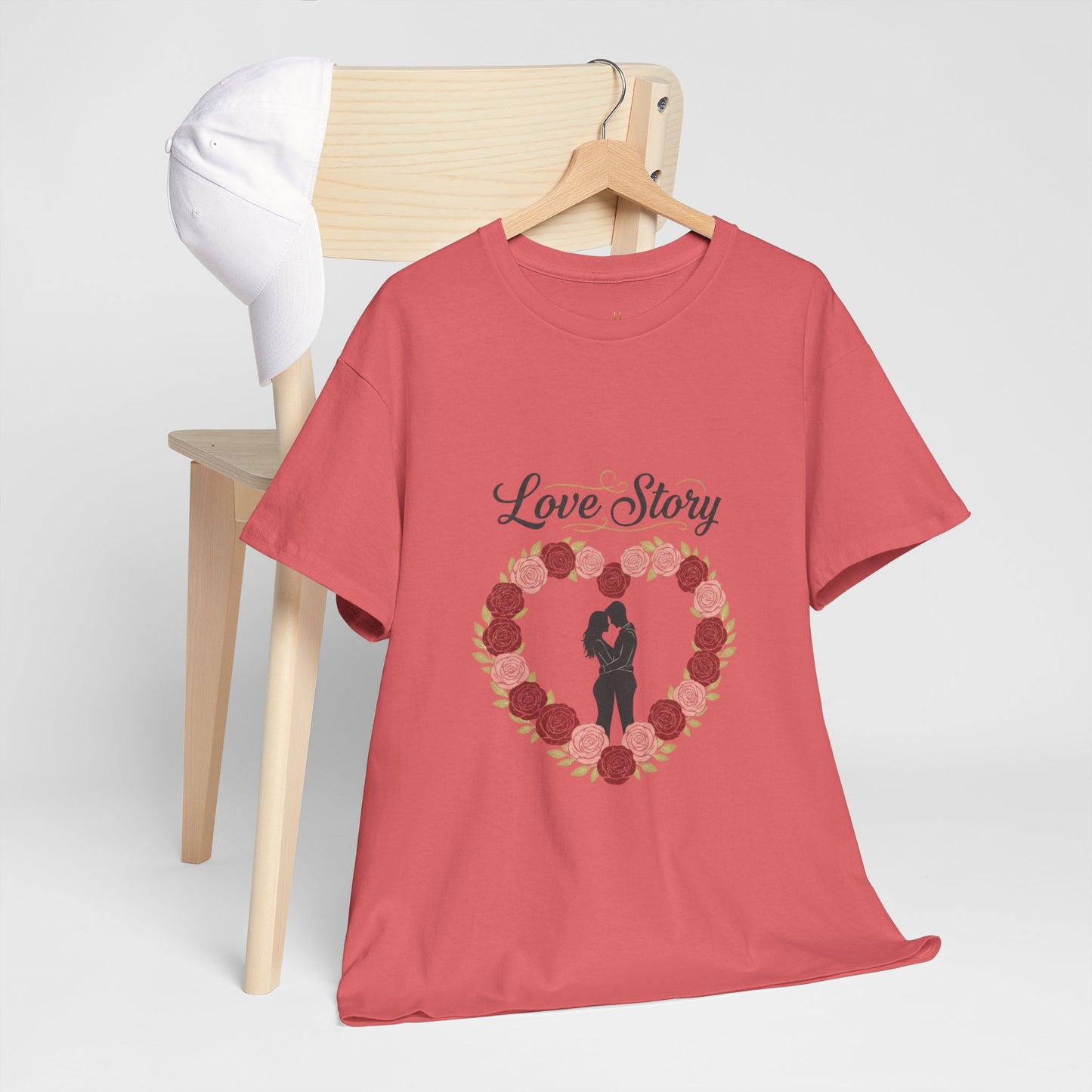 Love Story T-Shirt — 'Love Story' Floral Heart Romance Tee