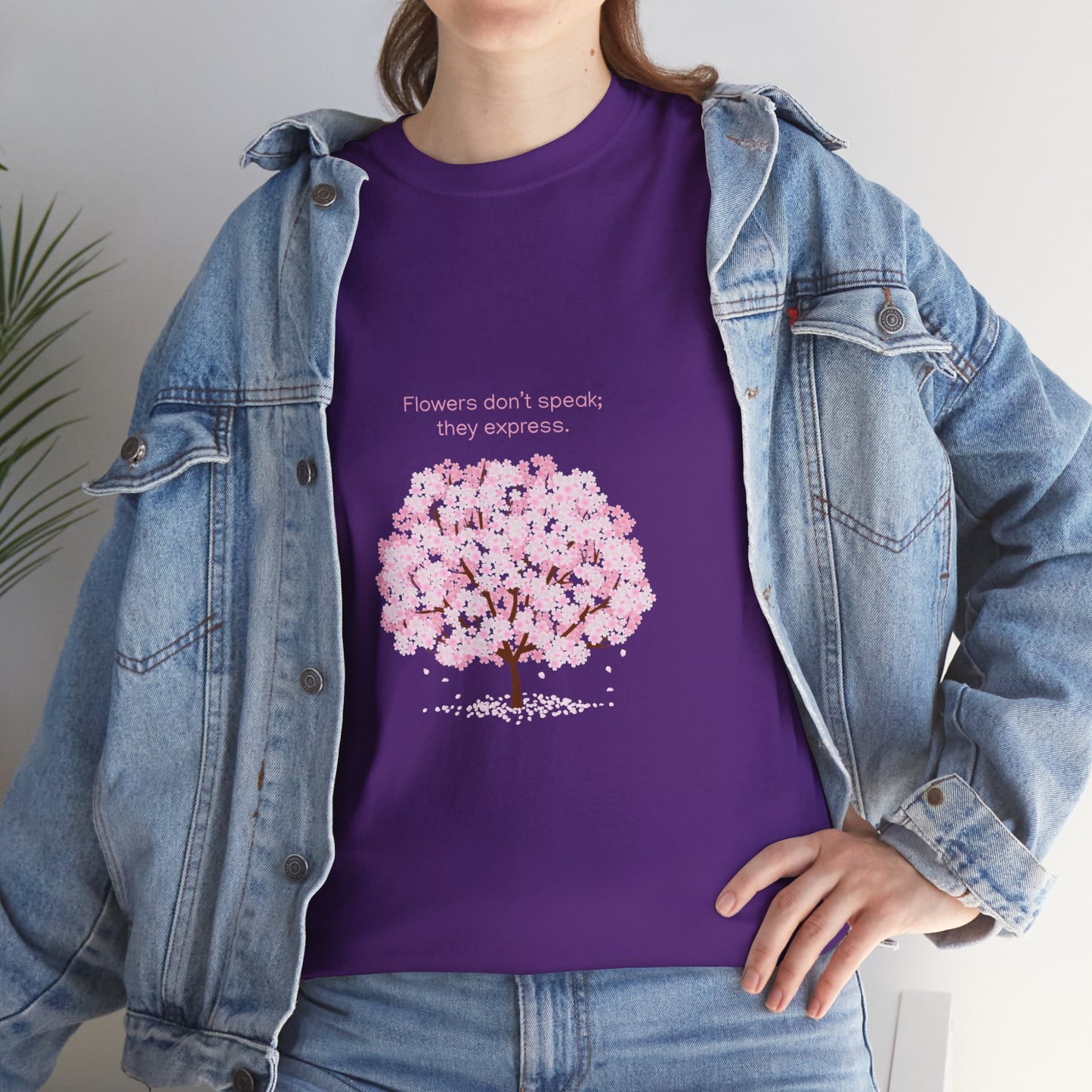 Cherry Blossom Tree T-Shirt — "Flowers don't speak, they express