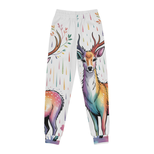 Colorful Deer Youth Joggers - Vibrant AOP Design for Creative Kids