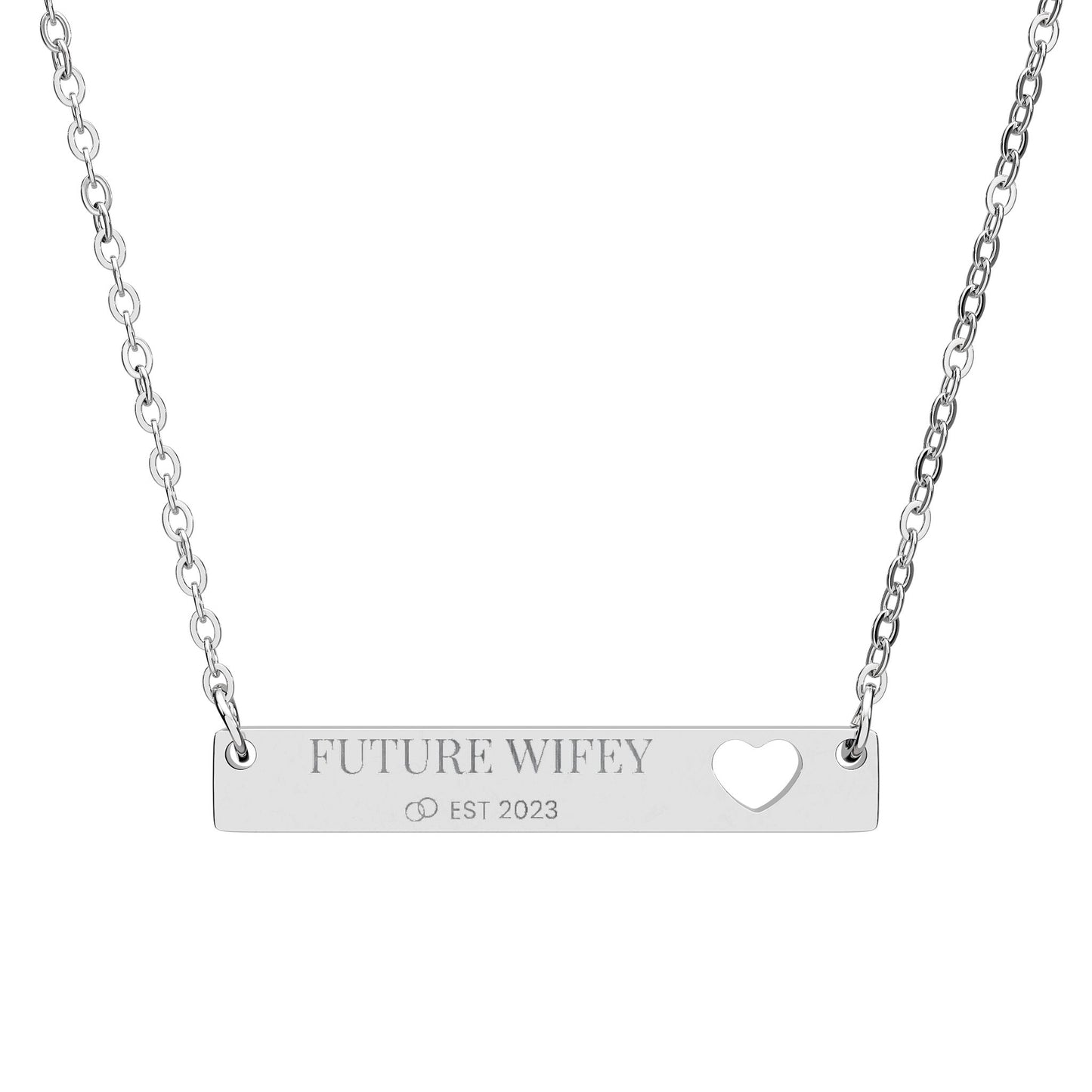 Personalized Cutout Heart Bar Necklace