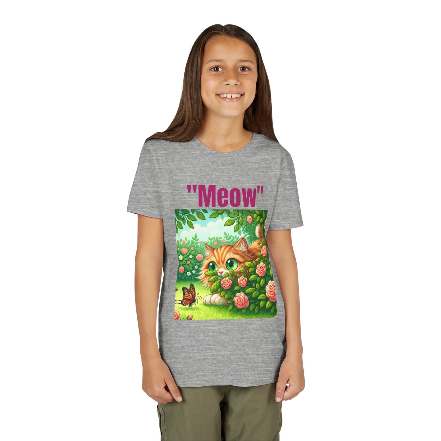 Meow Cat Youth Tee, Cute Kitten Shirt