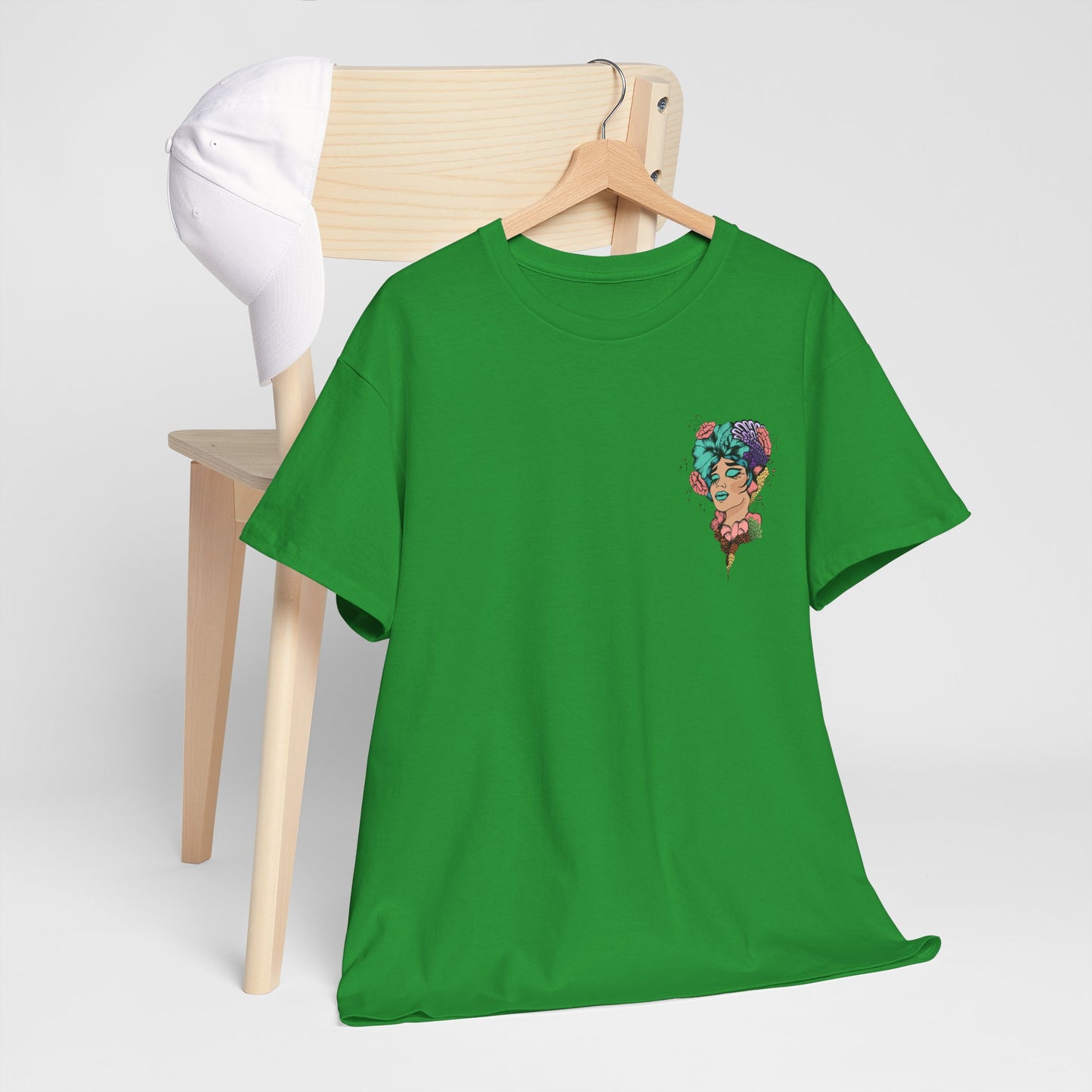 Floral Profile Art Tee — Artistic Woman Portrait Graphic T-Shirt