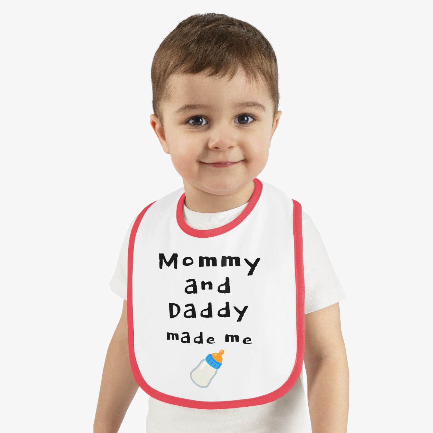 Cute Baby Bib - "Mommy and Daddy Made Me" - Funny Baby Shower Gift, Infant Feeding Bib, Newborn Essential, Kids Unisex, Adorable Baby Gear