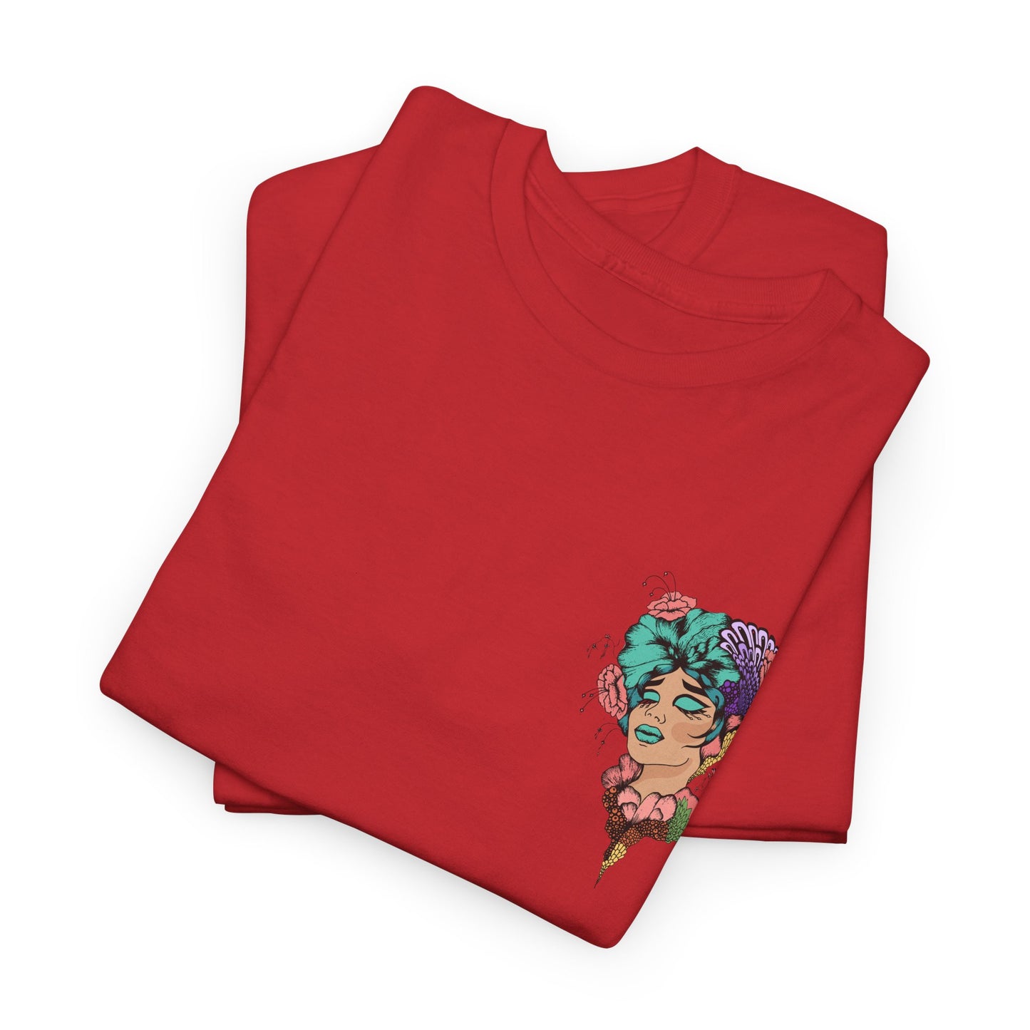 Floral Profile Art Tee — Artistic Woman Portrait Graphic T-Shirt