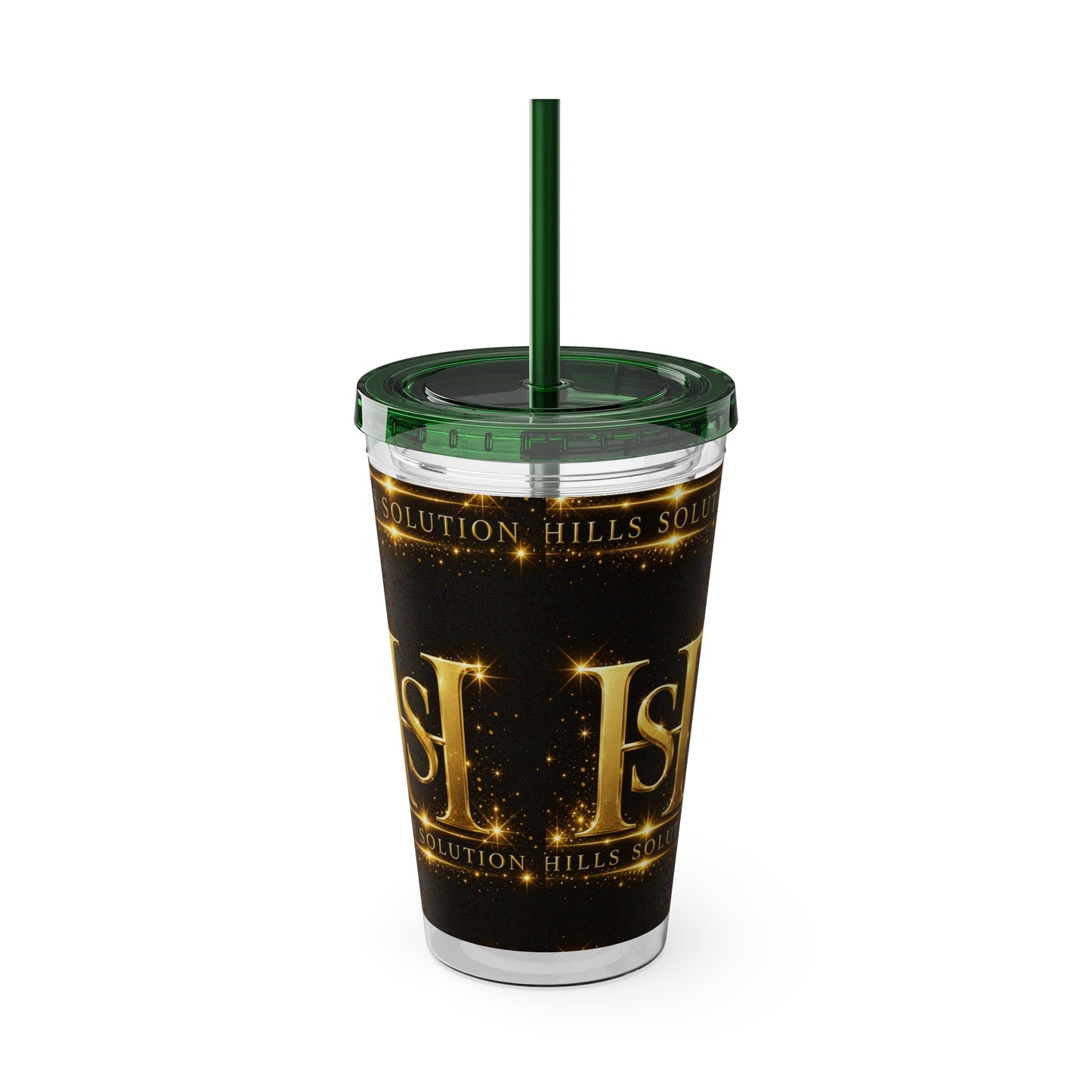 16oz Sunsplash Straw Tumbler — Gold 'HS' Logo Insulated Cup