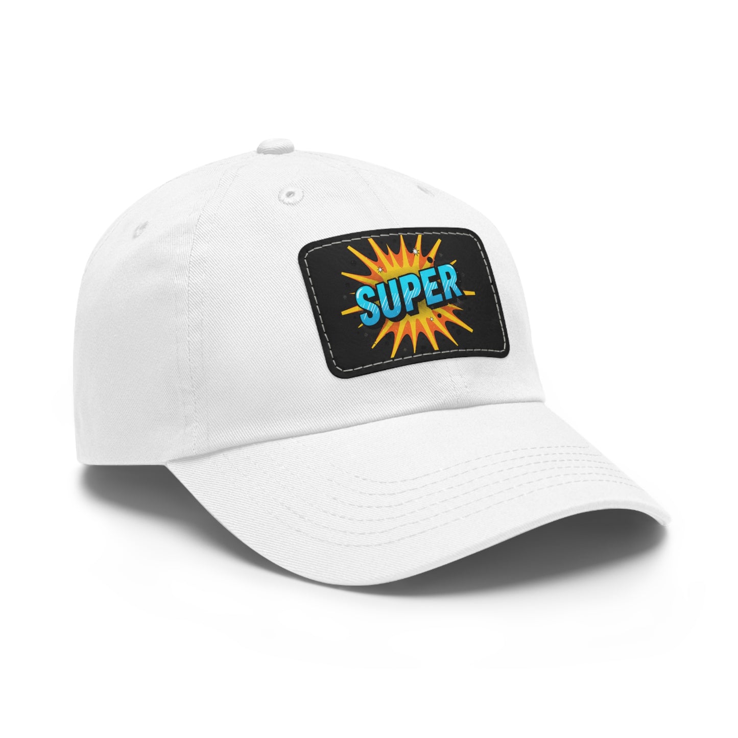 Super Dad Leather Patch Dad Hat — Embroidered 'SUPER' Cap