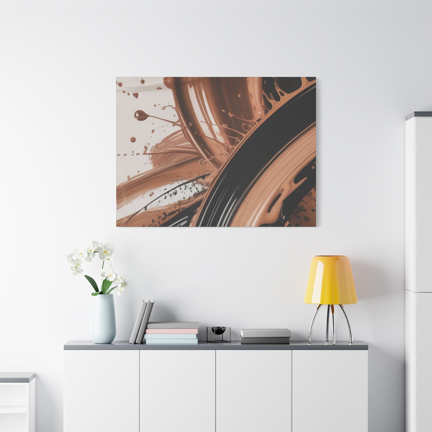 Abstract Brown Swirl Matte Canvas Wall Art (Stretched 1.25")