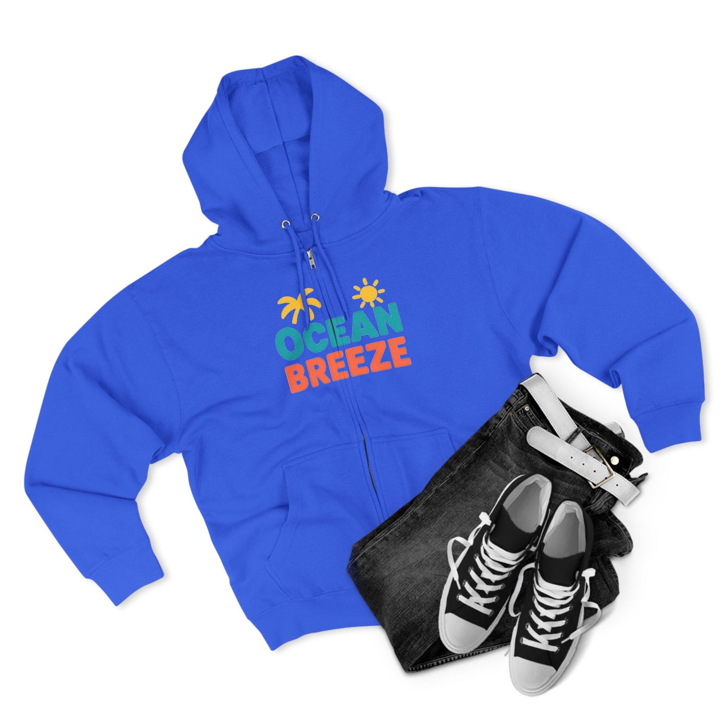 Ocean Breeze Unisex Zip Hoodie, Cozy Lightweight Jacket, Beach Vibes Wear, Summer Evenings Apparel, Ideal Gift for Friends
