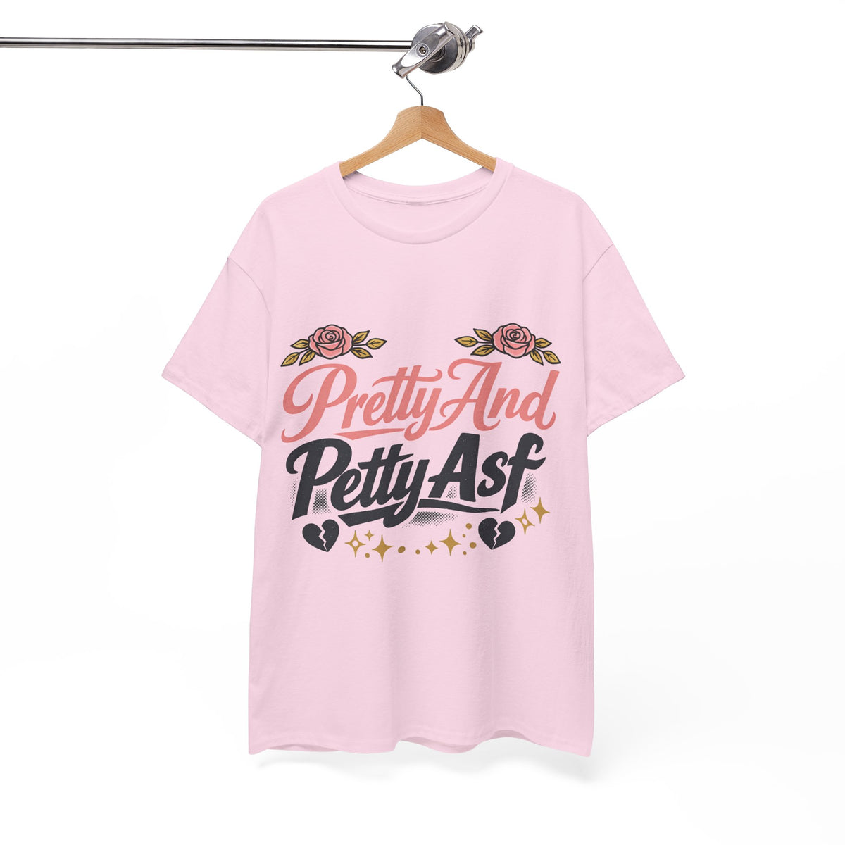 Pretty And Petty Asf Tee — Floral Retro Slogan T‑Shirt
