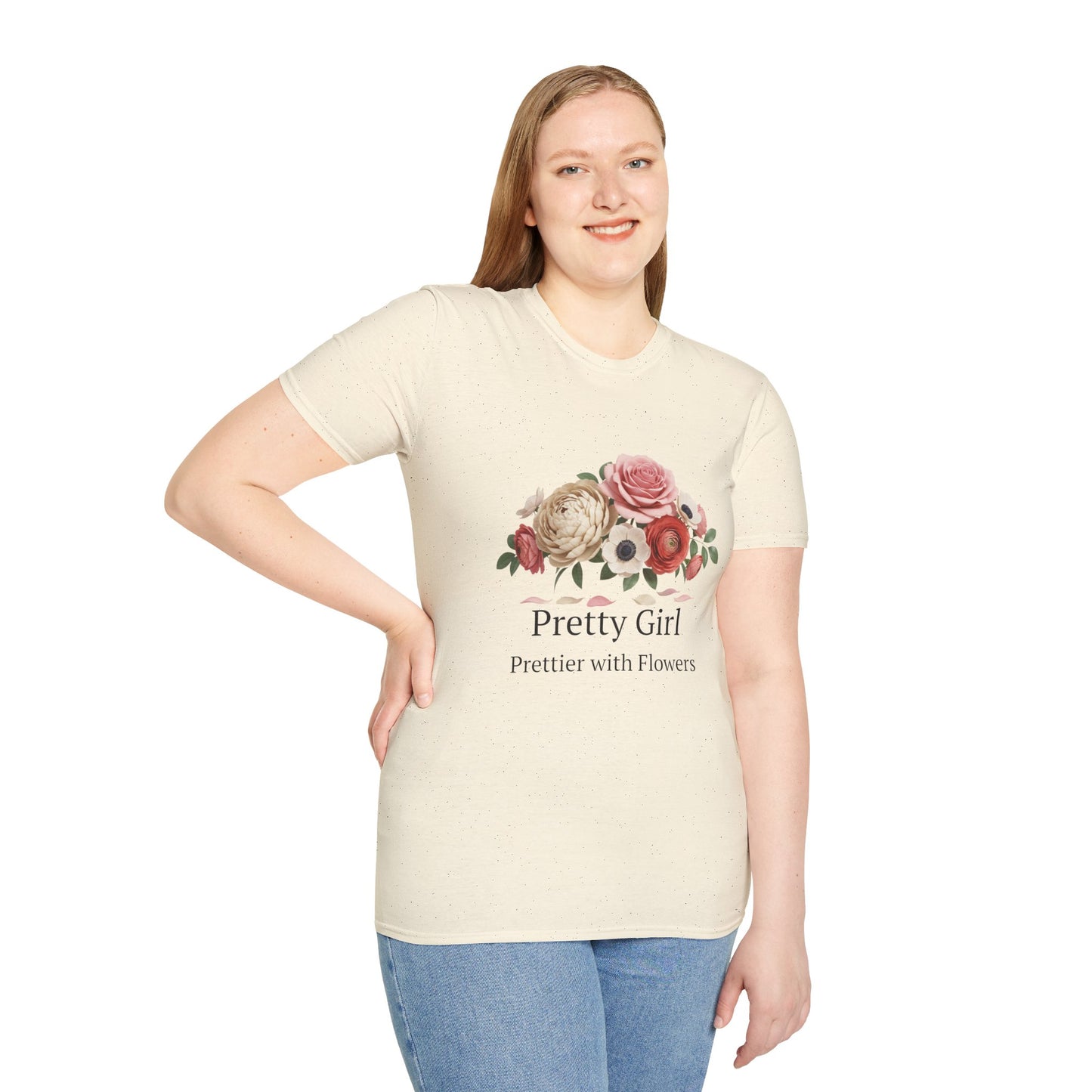 Floral "Pretty Girl" T-Shirt — Prettier with Flowers Casual Tee