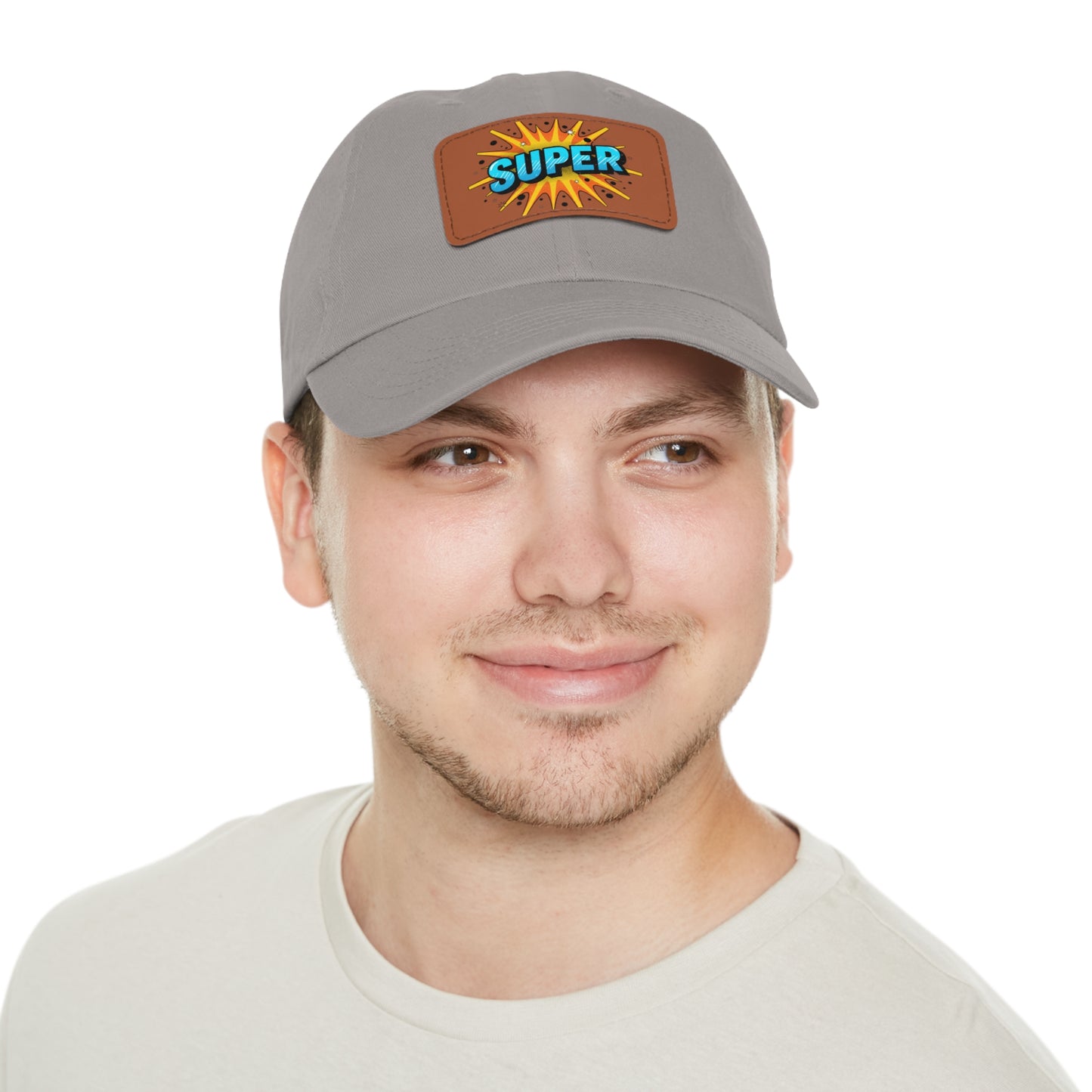 Super Dad Leather Patch Dad Hat — Embroidered 'SUPER' Cap
