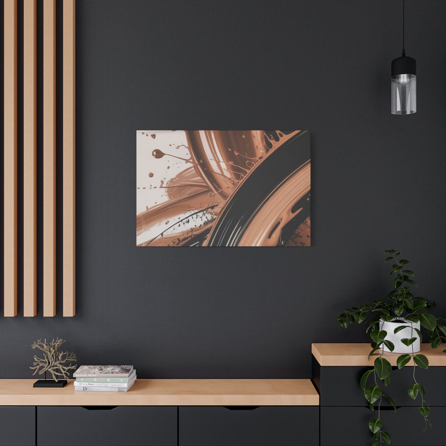 Abstract Brown Swirl Matte Canvas Wall Art (Stretched 1.25")