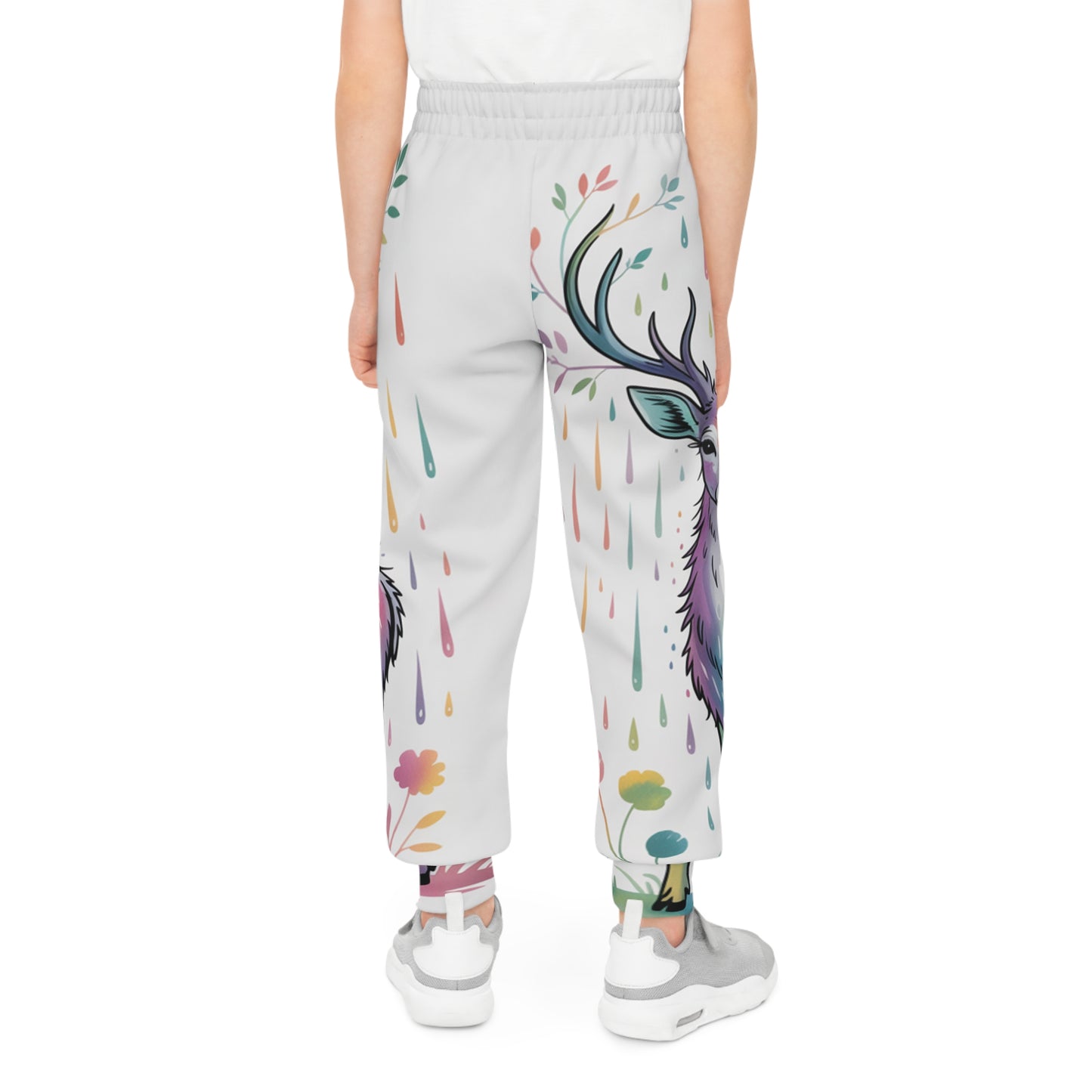 Colorful Deer Youth Joggers - Vibrant AOP Design for Creative Kids