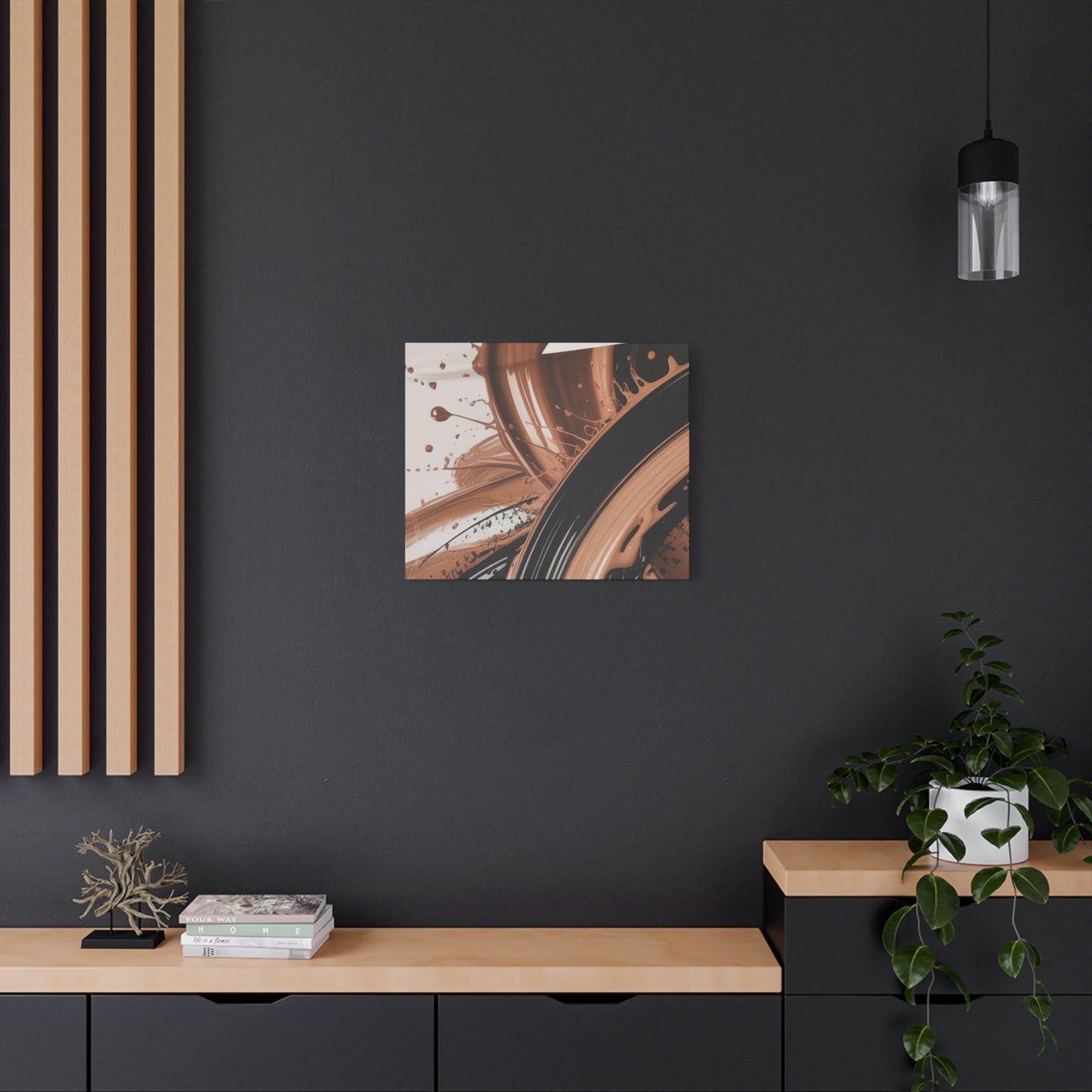 Abstract Brown Swirl Matte Canvas Wall Art (Stretched 1.25")