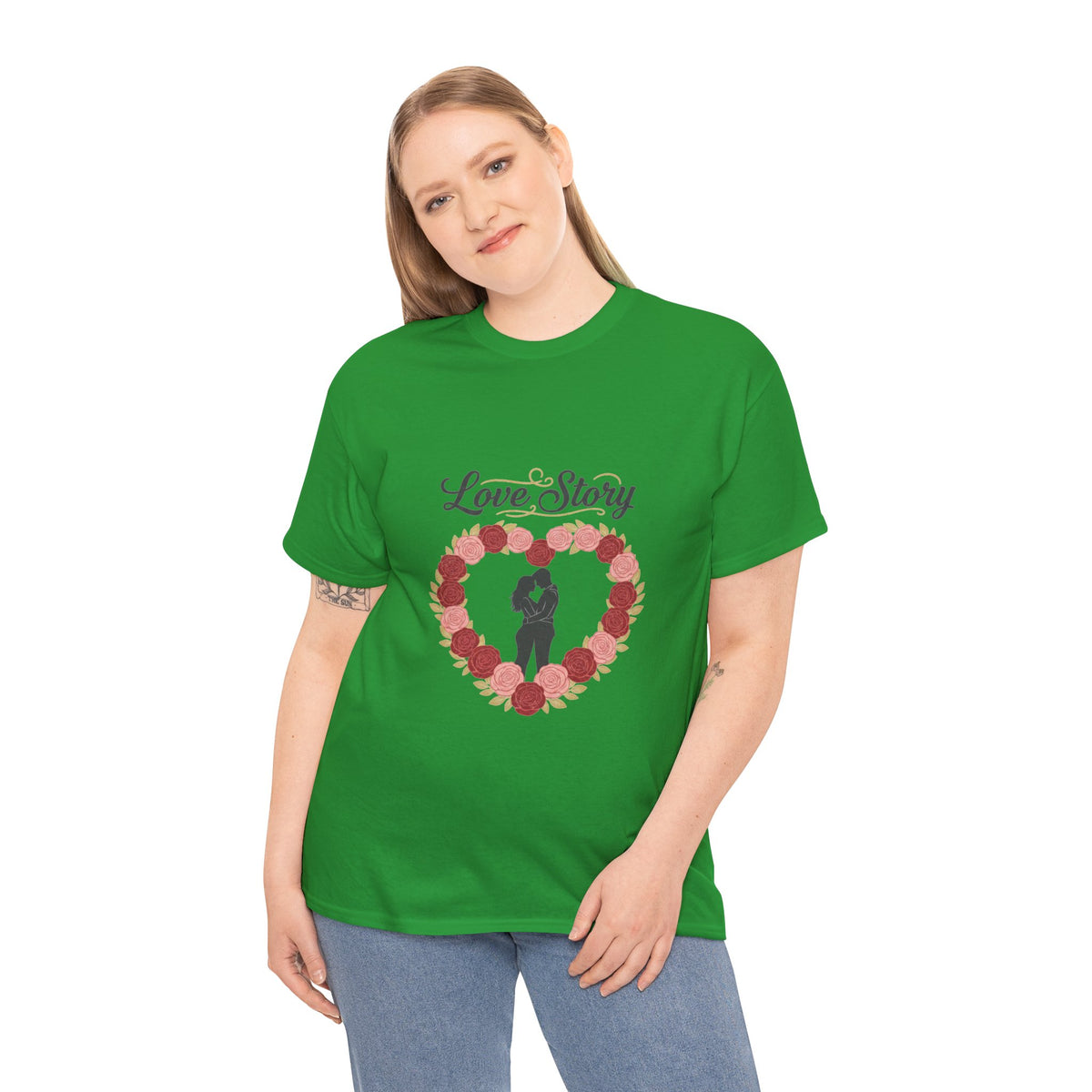 Love Story T-Shirt — 'Love Story' Floral Heart Romance Tee