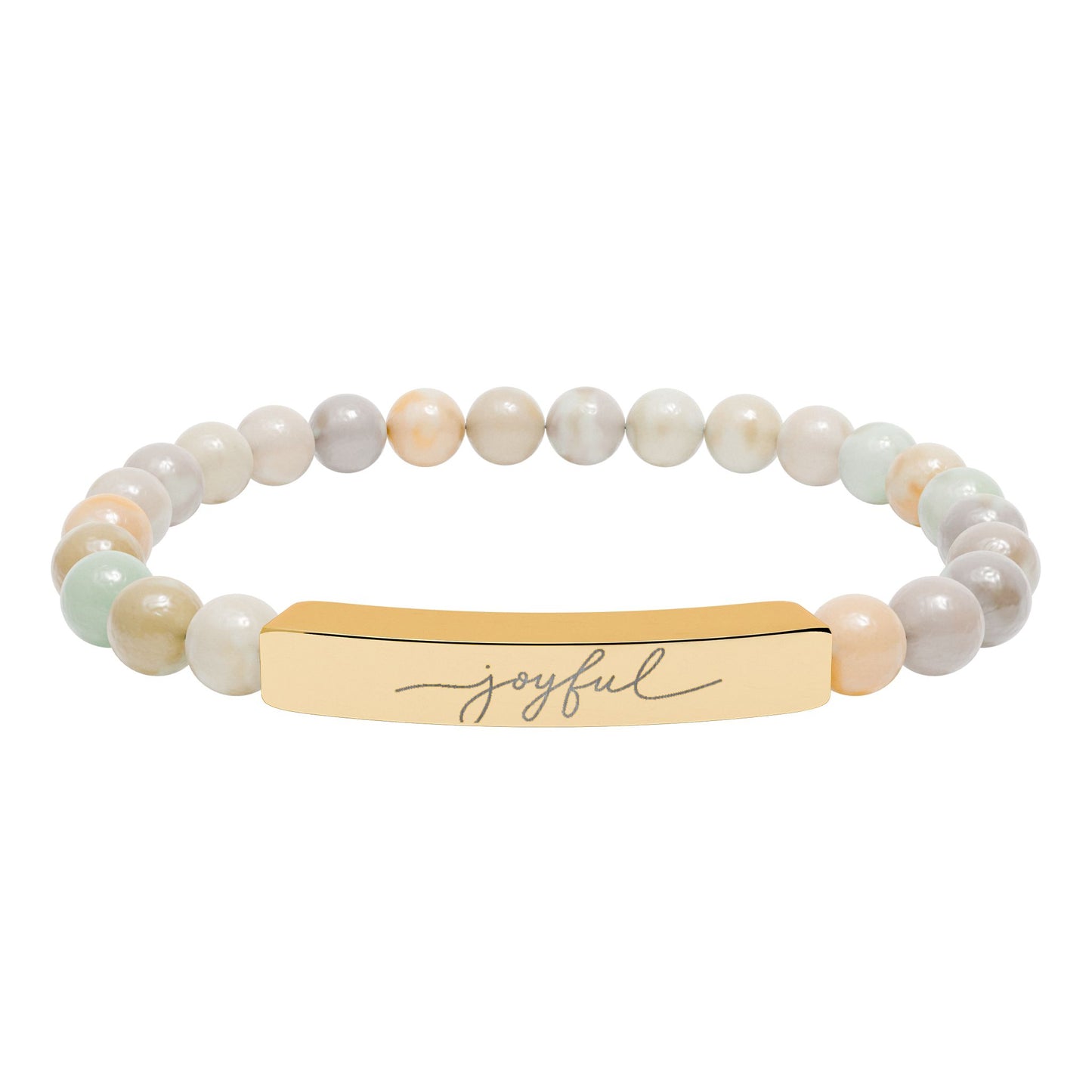 Engraved Natural Stone Stretch Bracelet