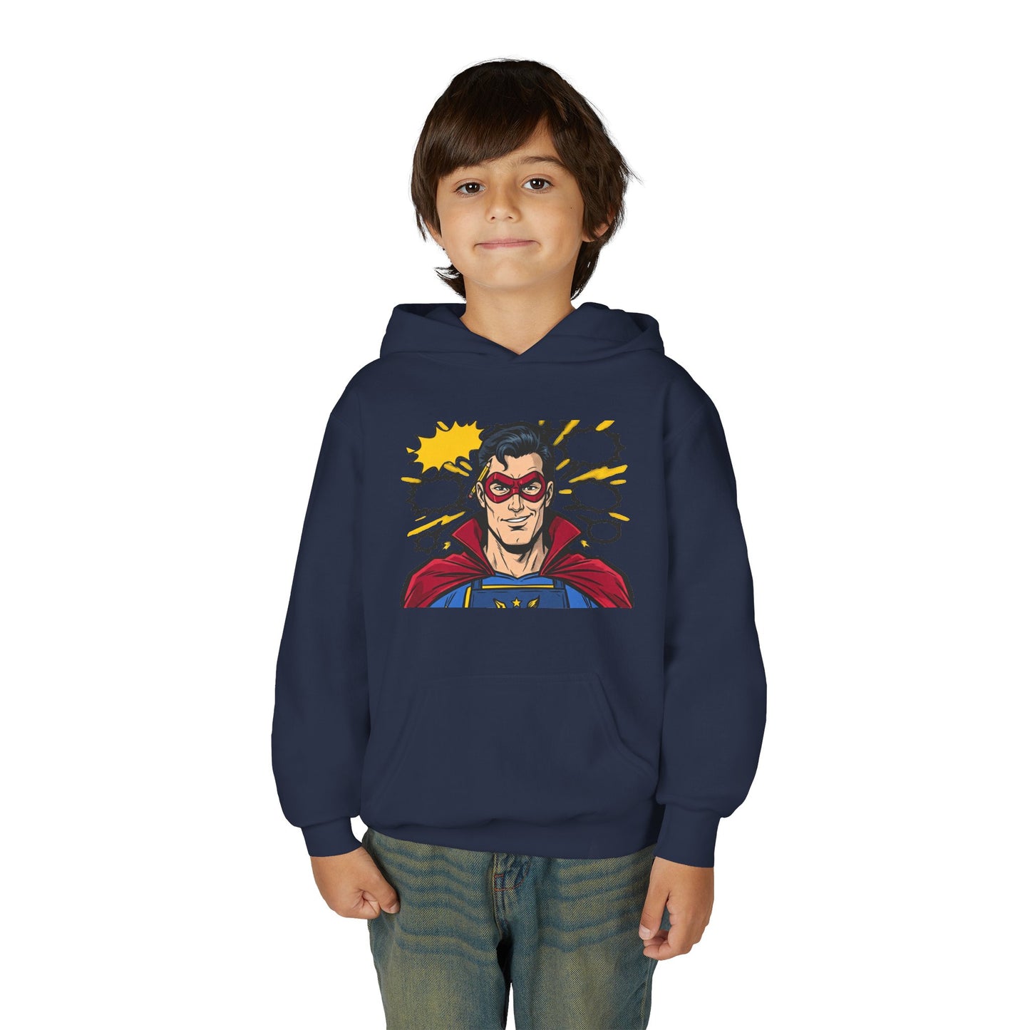 Comic Book Man Youth Hoodie — Graphic Superhero Pullover