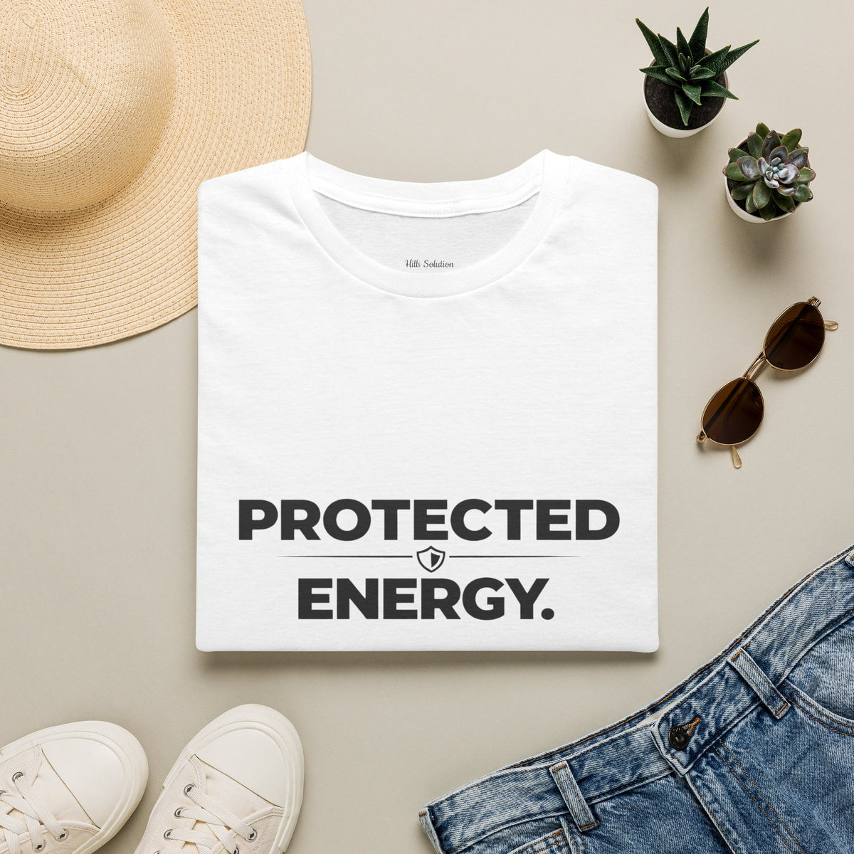 Protected Energy T‑Shirt — Minimalist Spiritual Graphic Tee