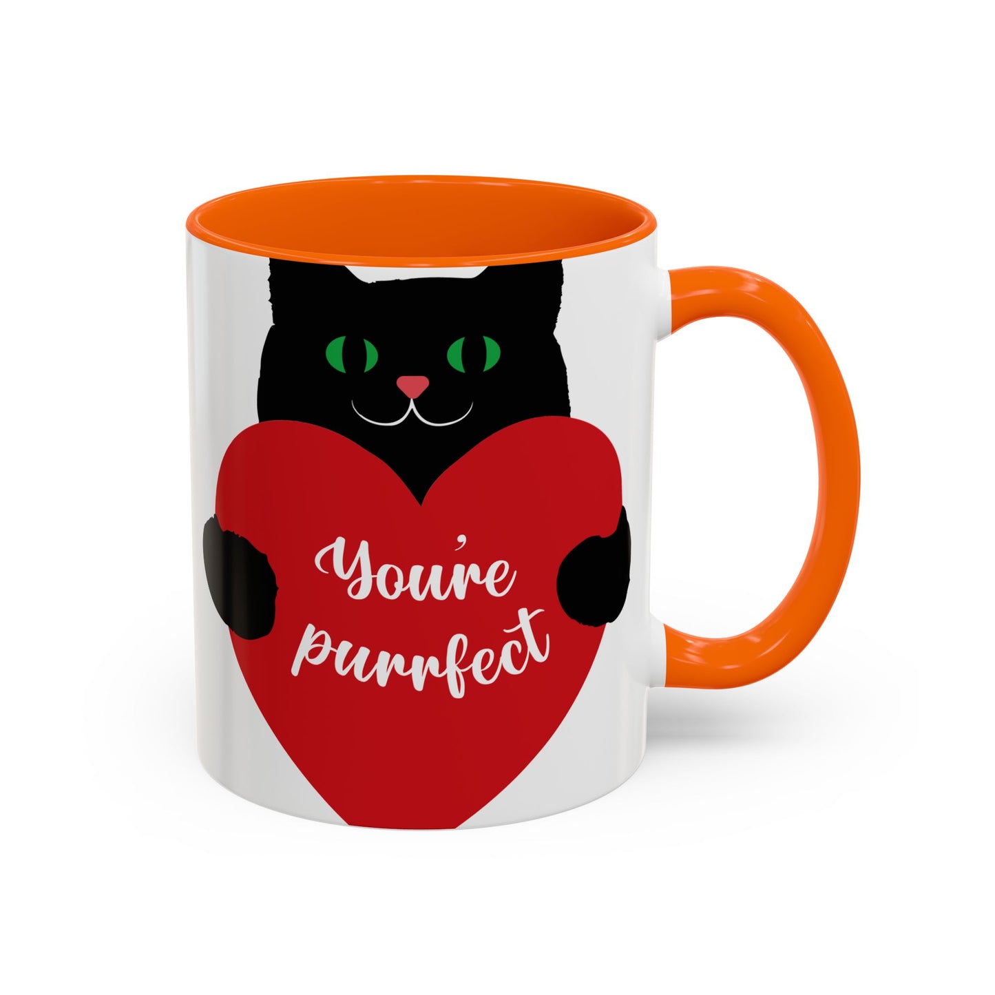 Purrfect Cat Heart Accent Coffee Mug – "You're Purrfect" 11/15oz