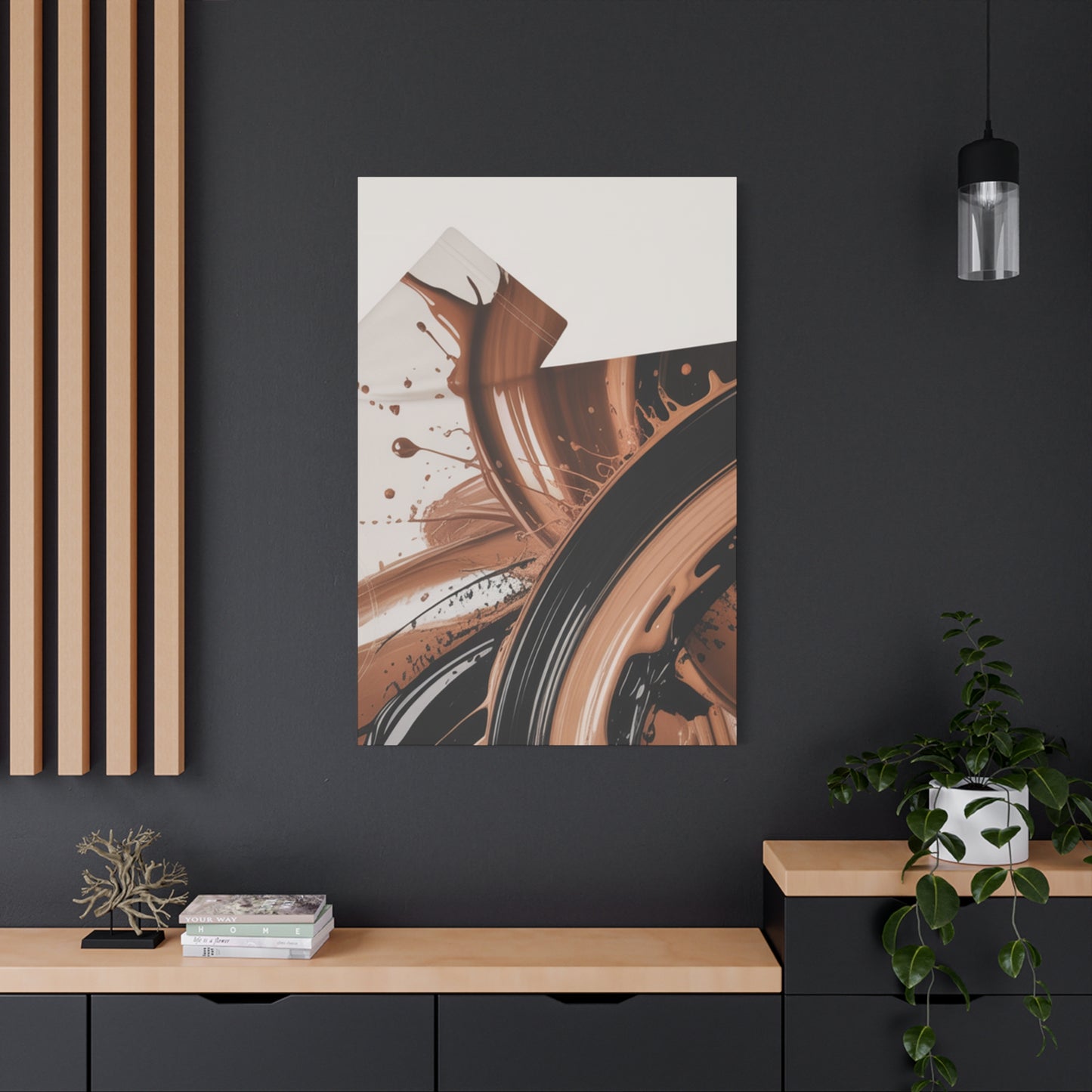 Abstract Brown Swirl Matte Canvas Wall Art (Stretched 1.25")