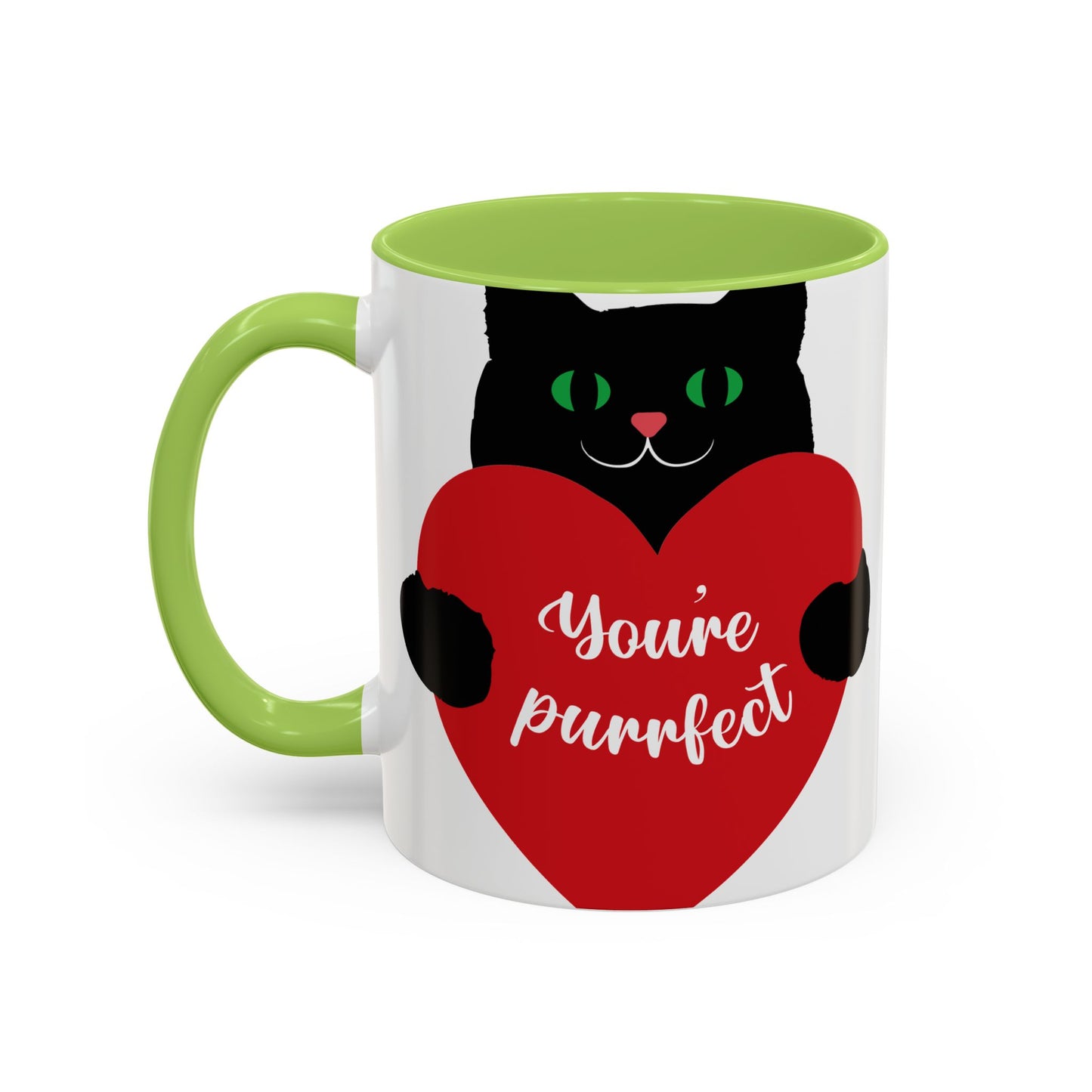 Purrfect Cat Heart Accent Coffee Mug – "You're Purrfect" 11/15oz