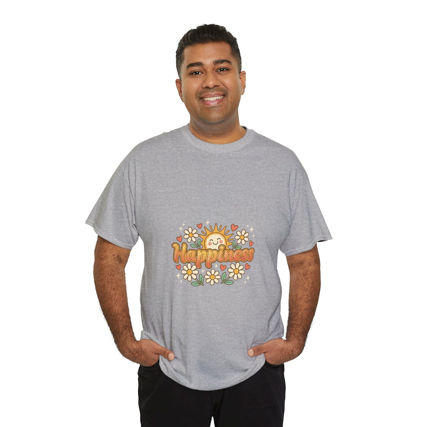 T-Shirt — "Happiness" Retro Sunflower Graphic Tee