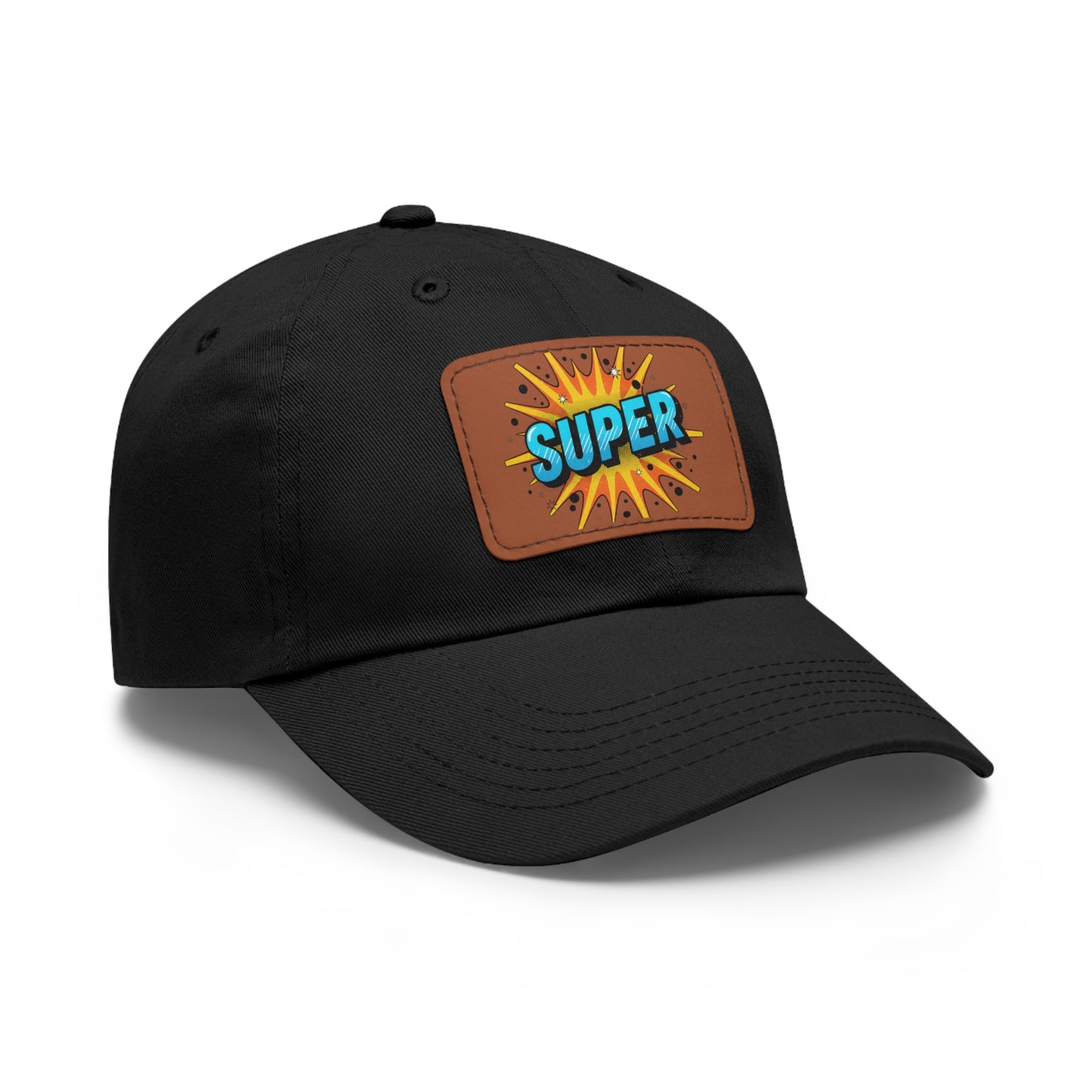 Super Dad Leather Patch Dad Hat — Embroidered 'SUPER' Cap