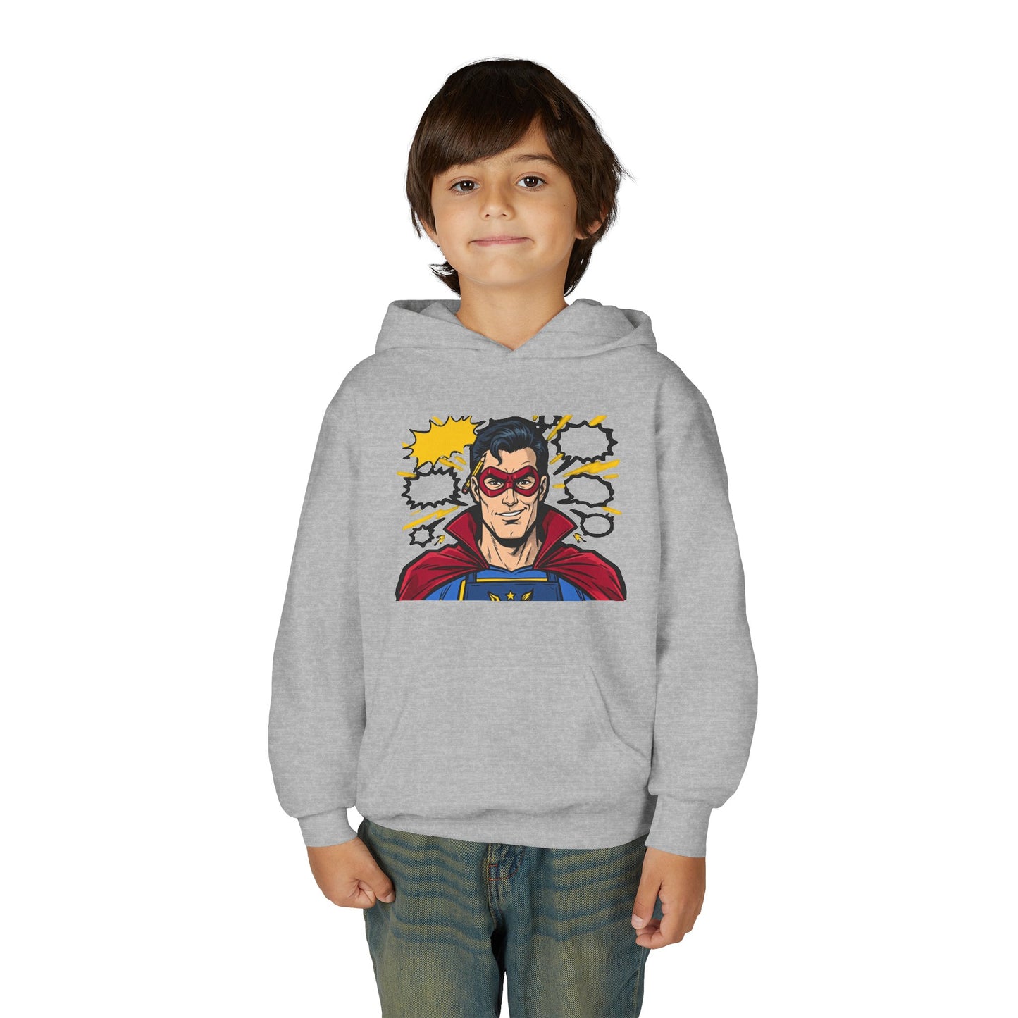 Comic Book Man Youth Hoodie — Graphic Superhero Pullover