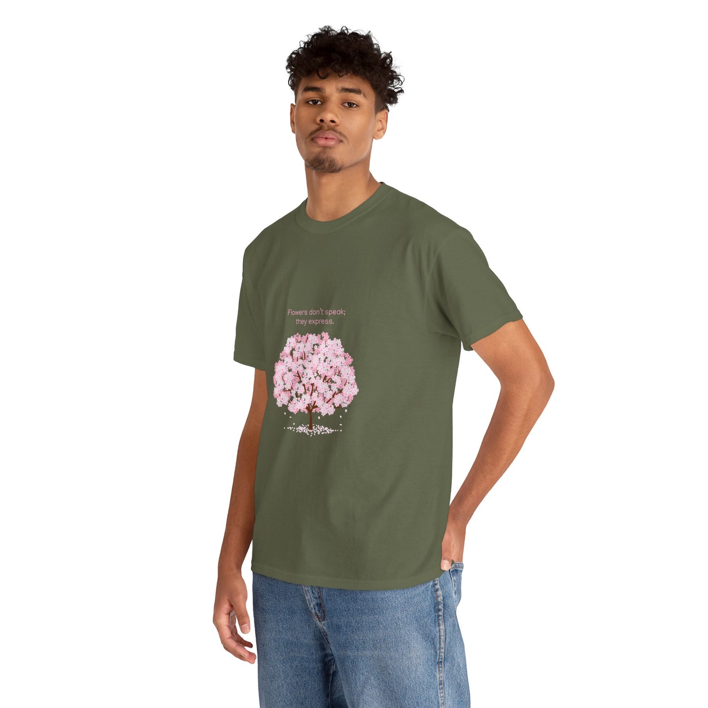 Cherry Blossom Tree T-Shirt — "Flowers don't speak, they express