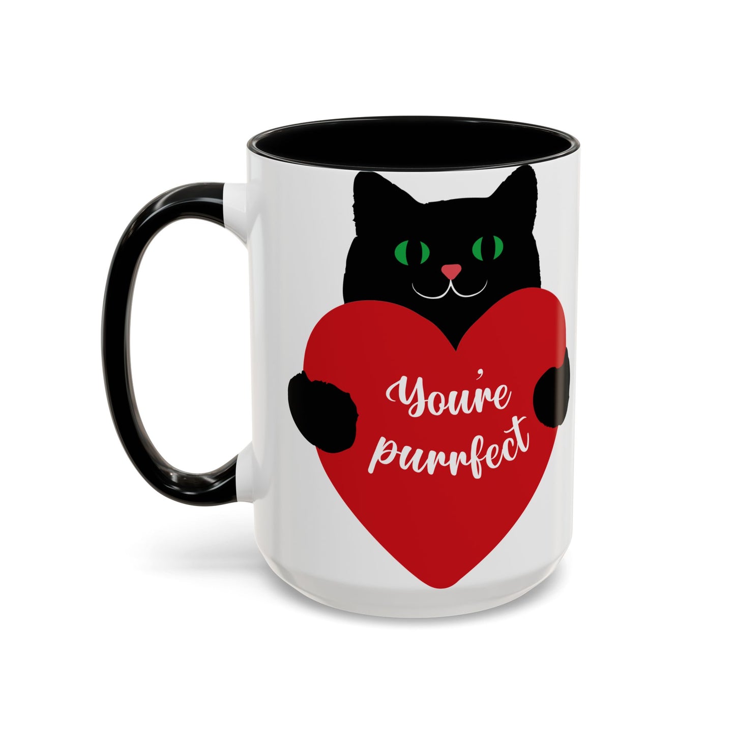 Purrfect Cat Heart Accent Coffee Mug – "You're Purrfect" 11/15oz