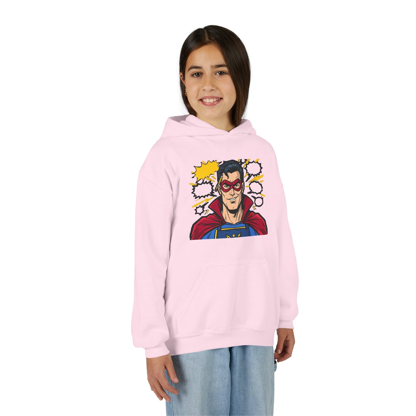 Comic Book Man Youth Hoodie — Graphic Superhero Pullover