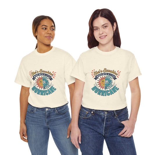 Sun & Sea Hurricane Graphic Tee – Retro Split Sun Wave Design