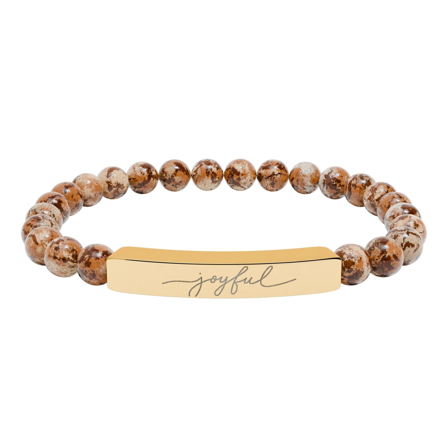 Engraved Natural Stone Stretch Bracelet