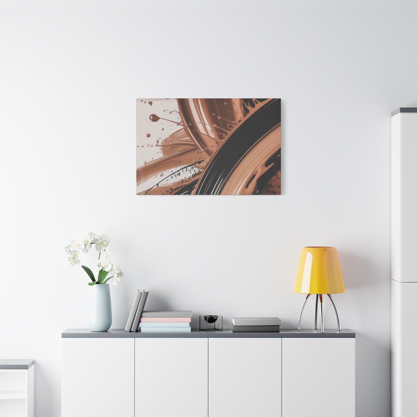Abstract Brown Swirl Matte Canvas Wall Art (Stretched 1.25")