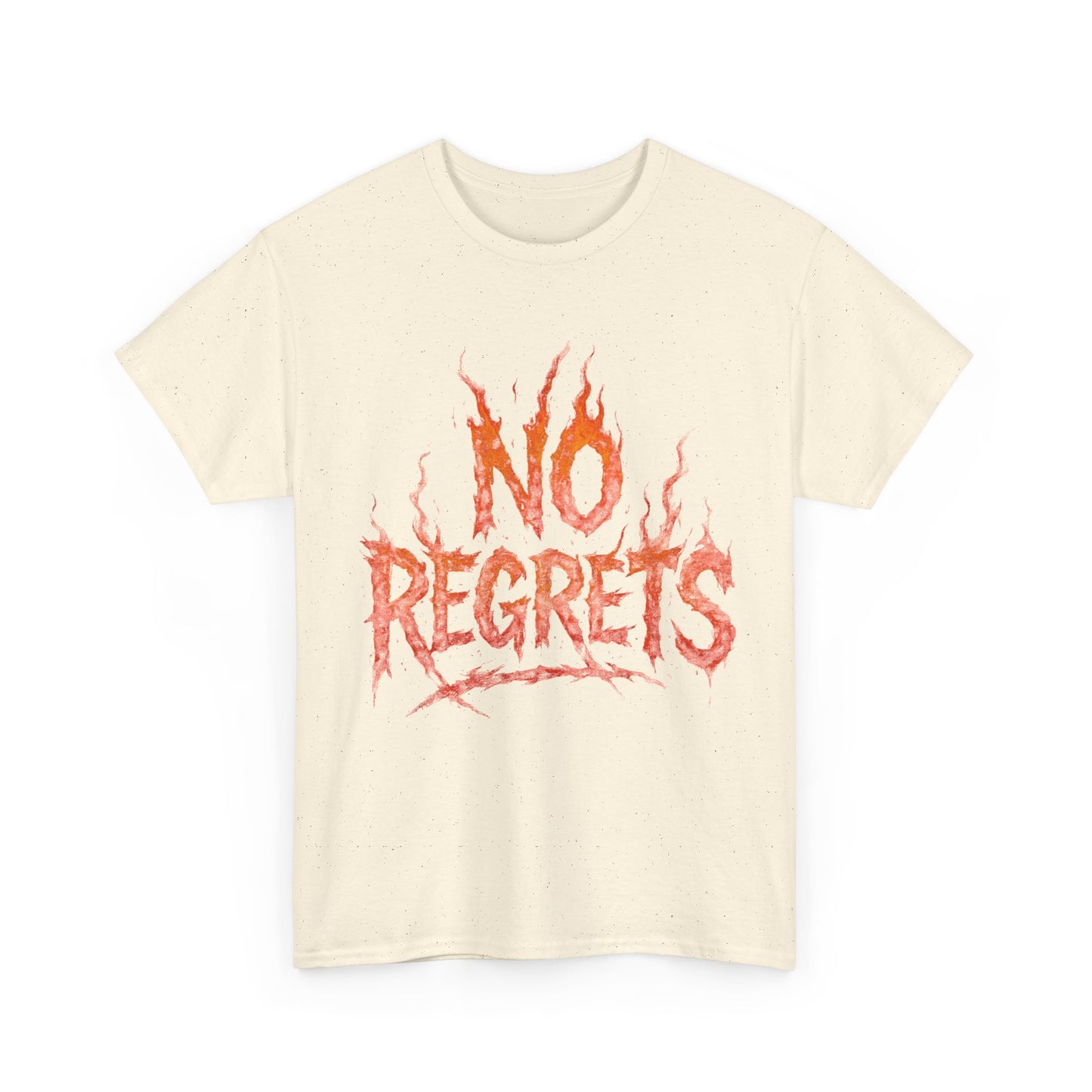 Graphic Tee — 'No Regrets' / 'Proof of Survival' Flame Text Shirt